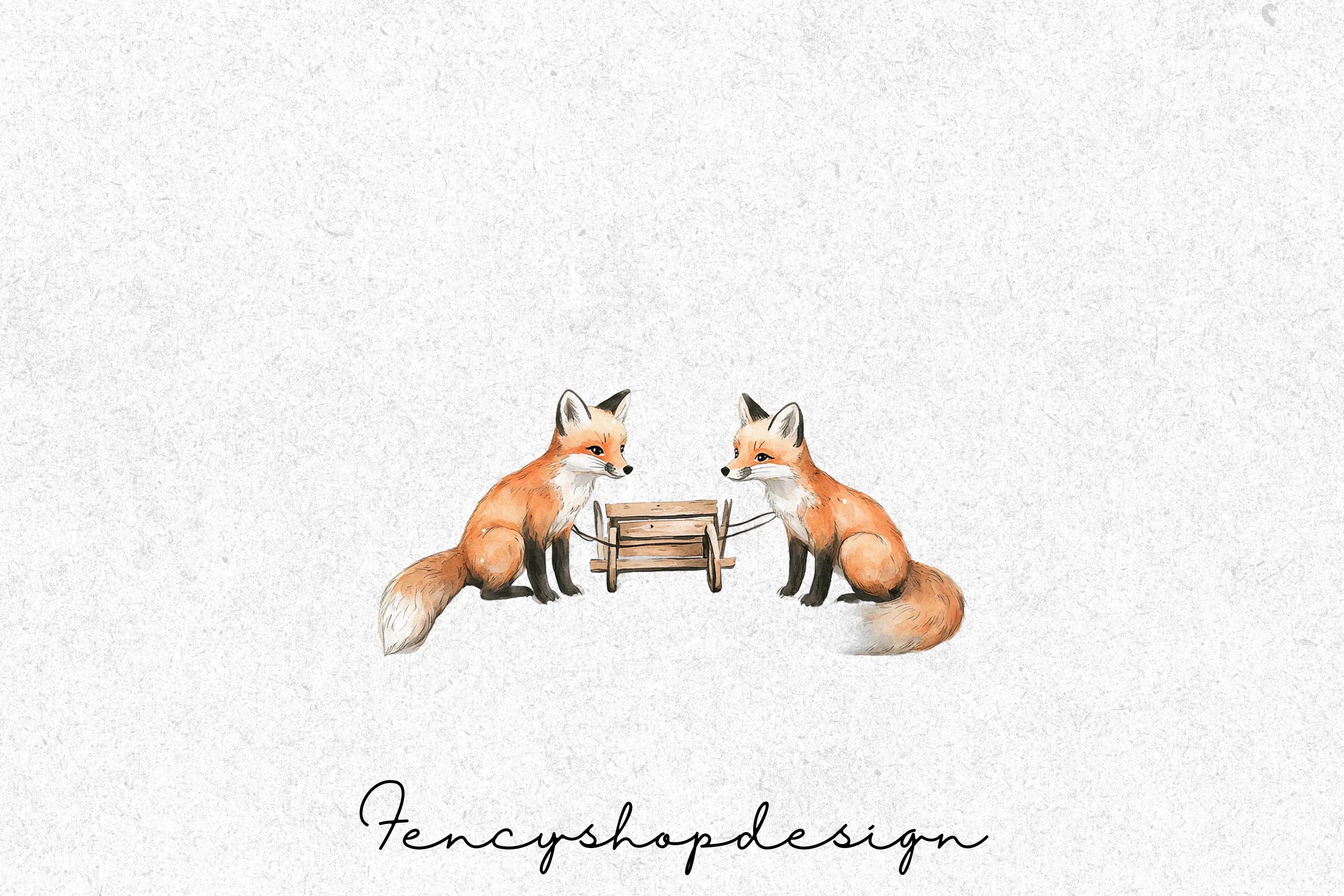 Cute Fox Winter Christmas Clipart Bundle