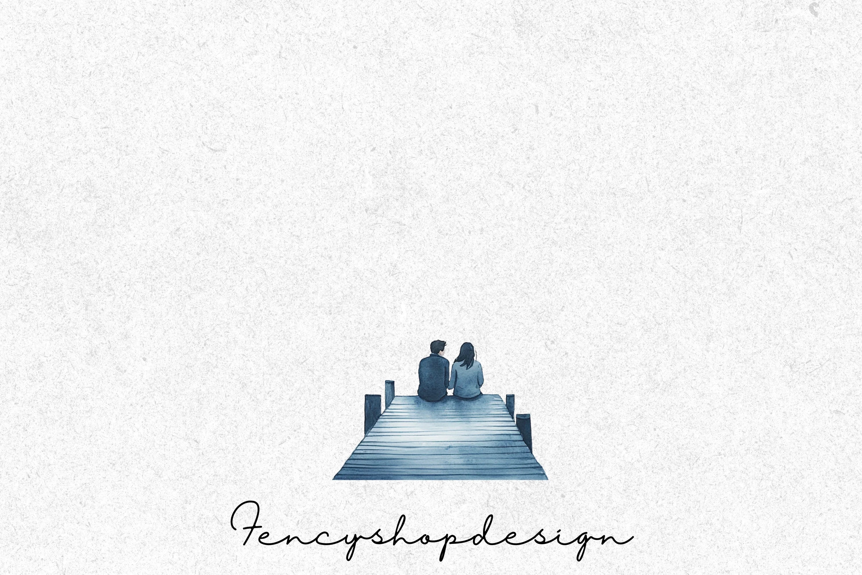 Romantic Couple Pier Clipart Bundle
