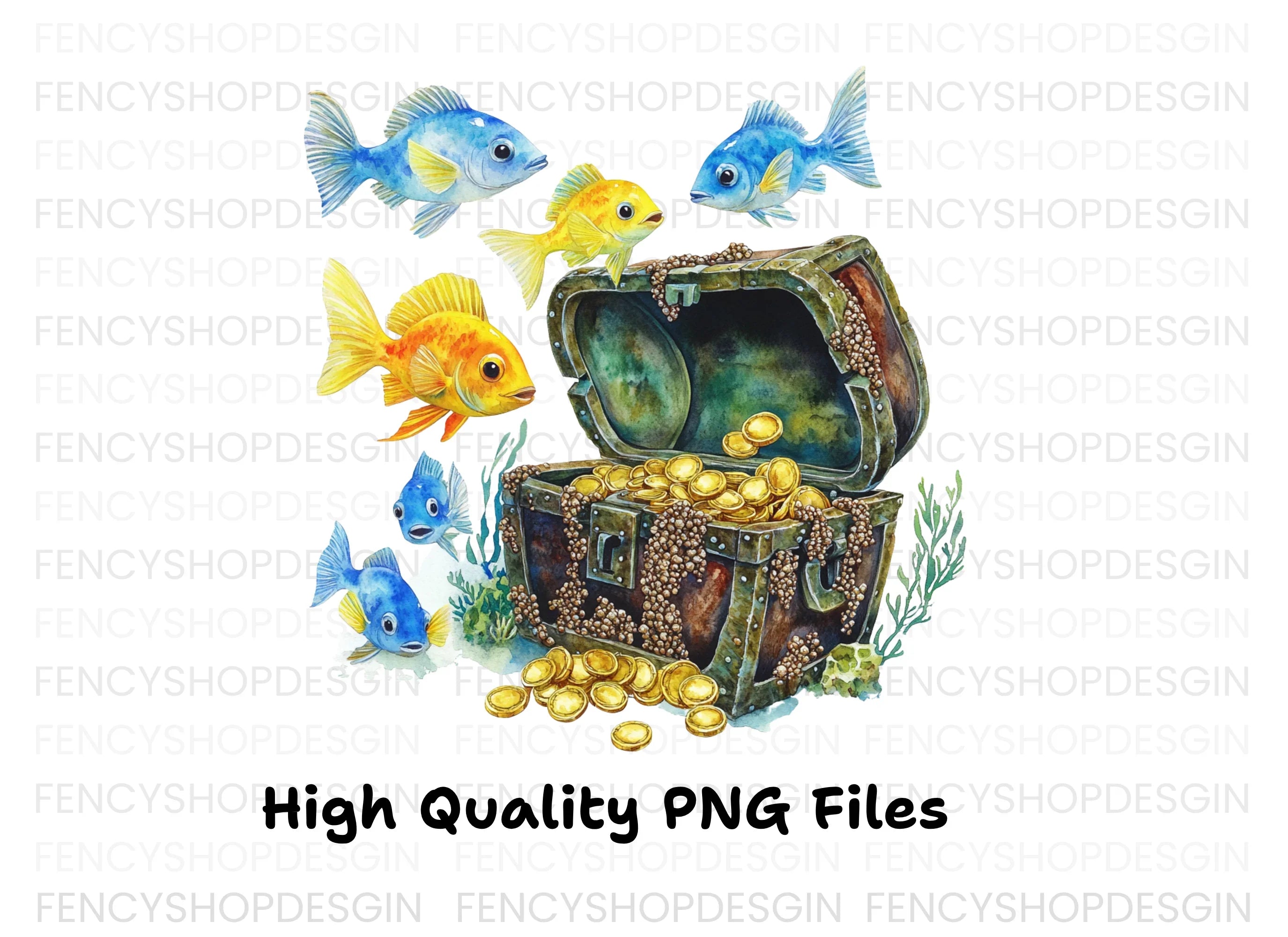 Treasure Chest Fish Clipart Bundle