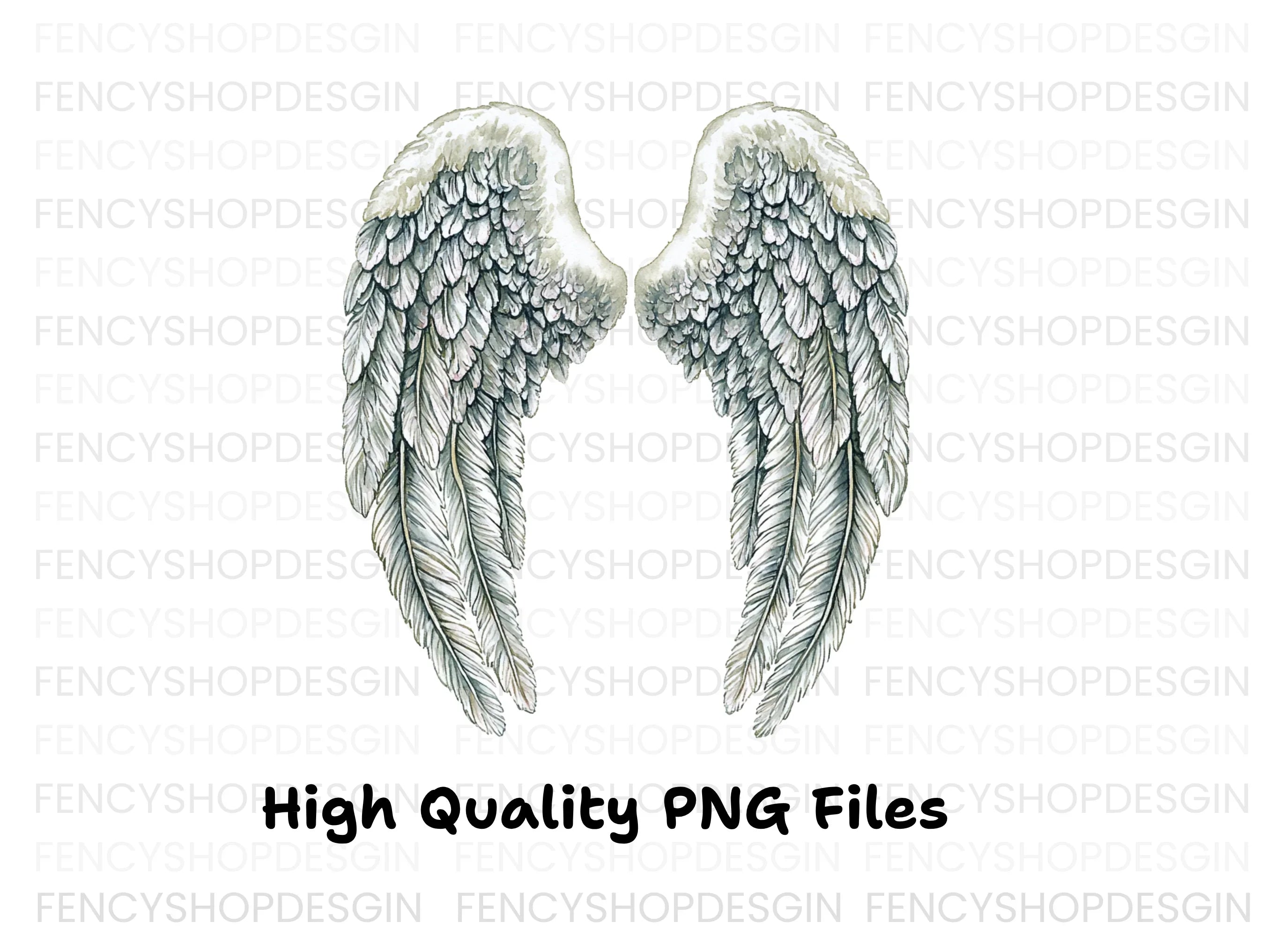 Elegant White Angel Wings Clipart Bundle