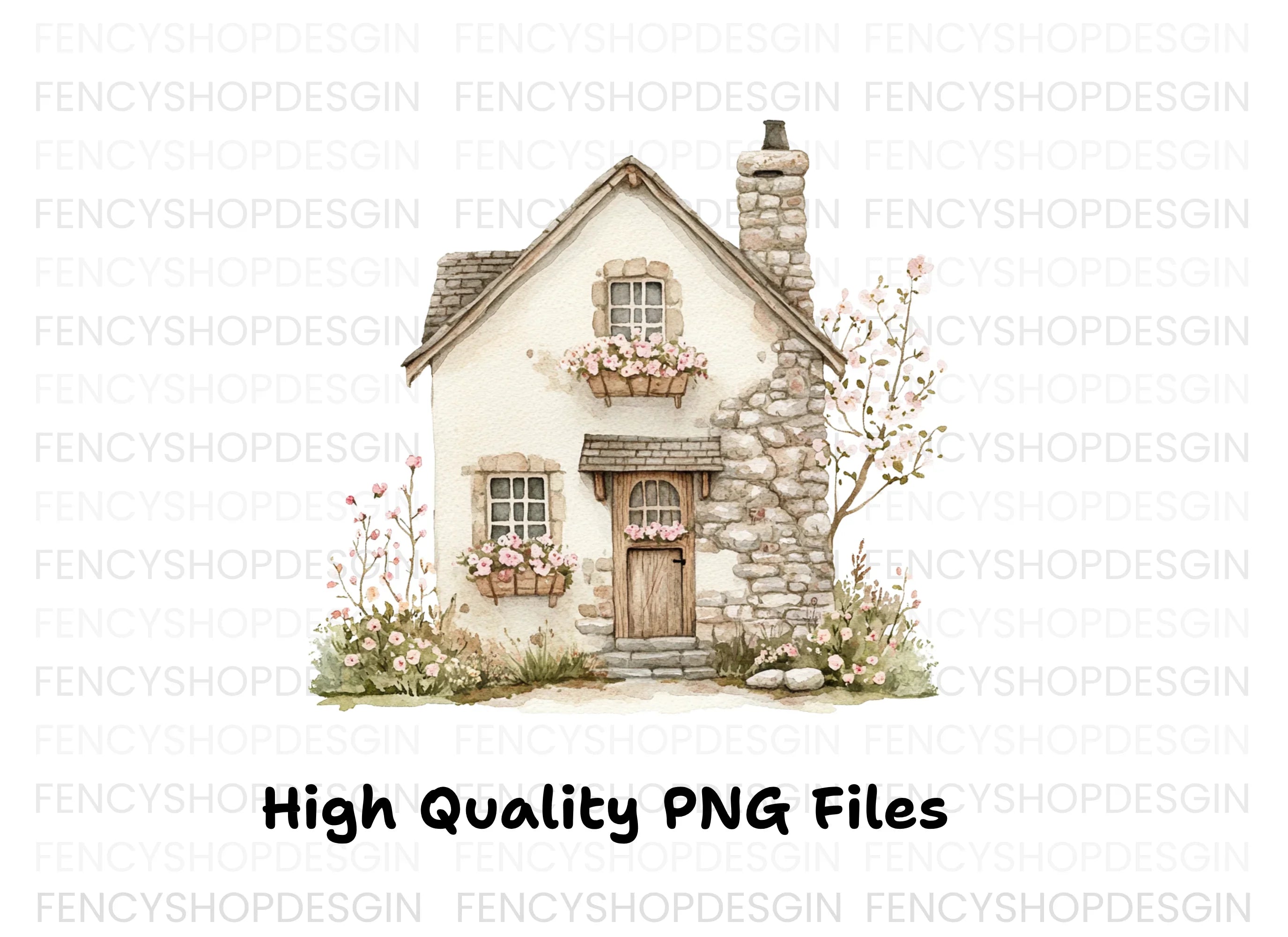 Stone Cottage Clipart Bundle