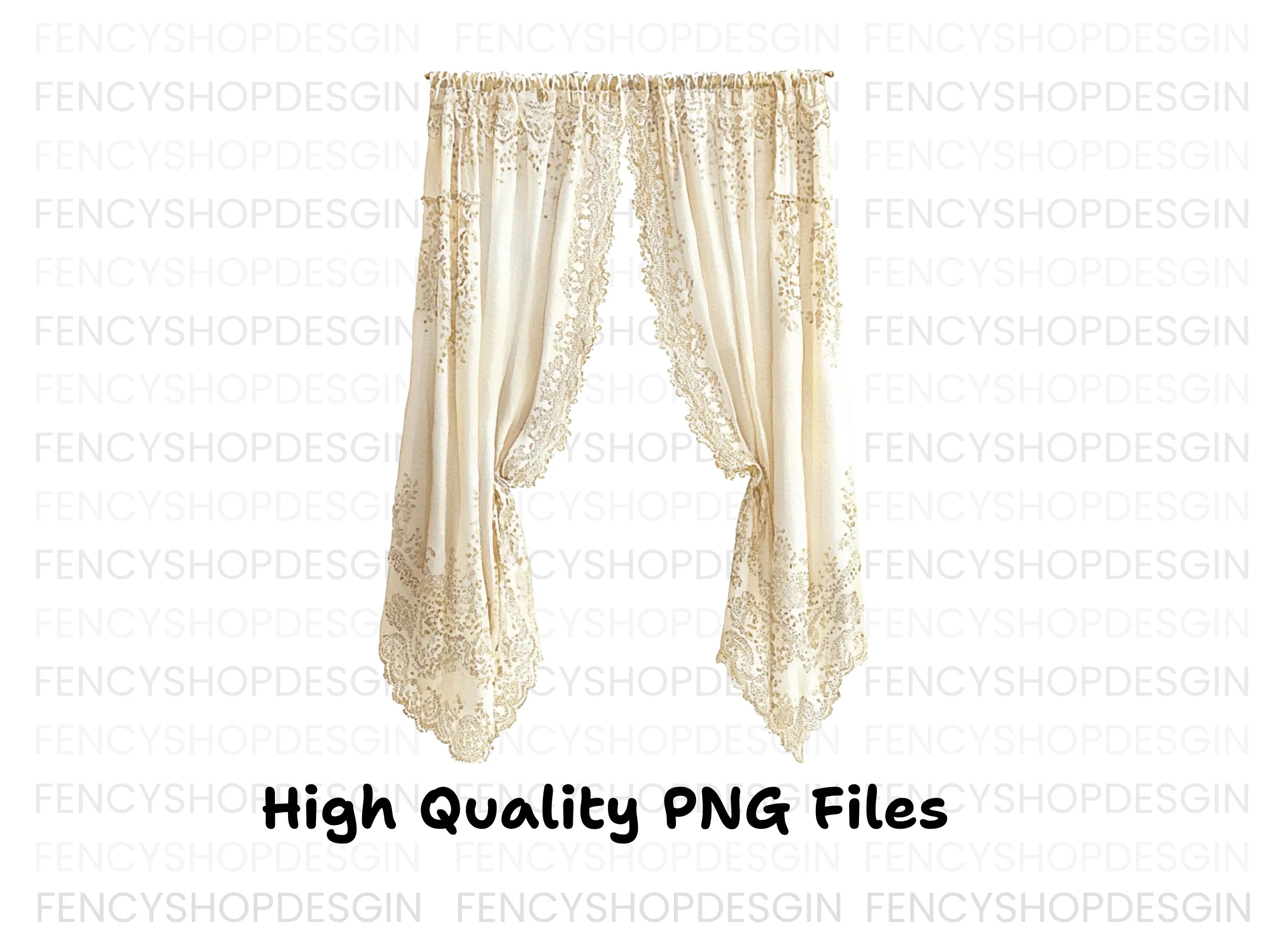 Elegant Lace Curtains Clipart Bundle