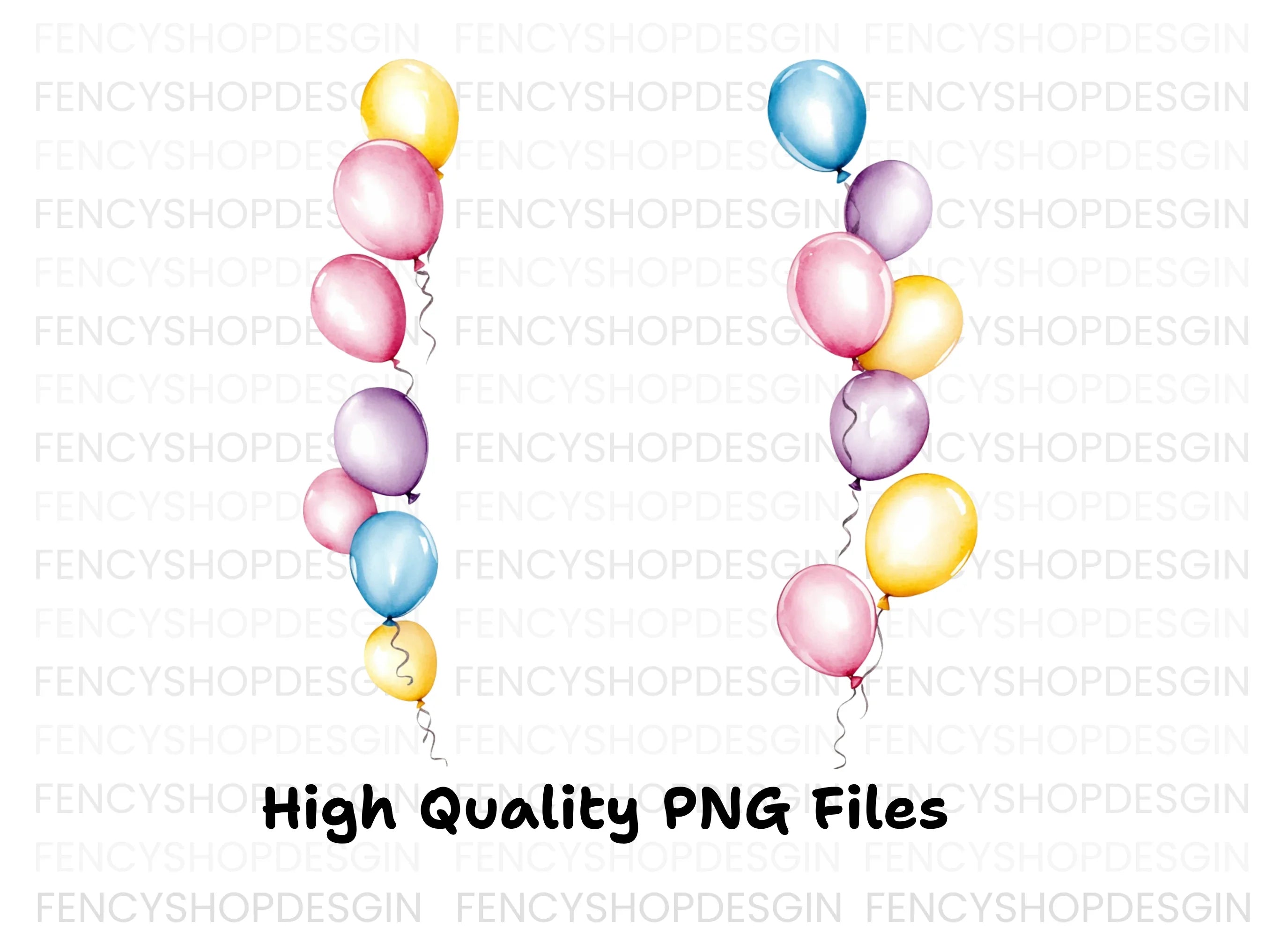 Pastel Balloon Borders Clipart Bundle