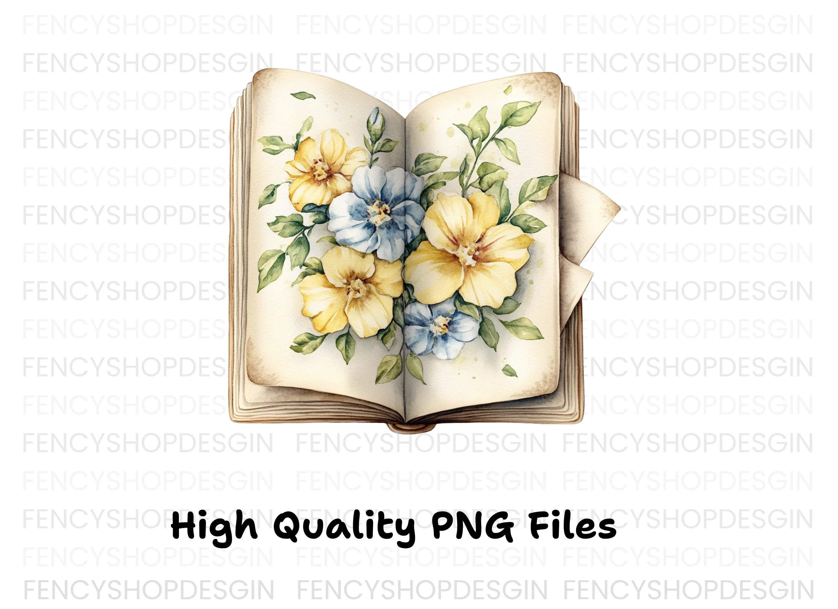 Floral Books Clipart Bundle