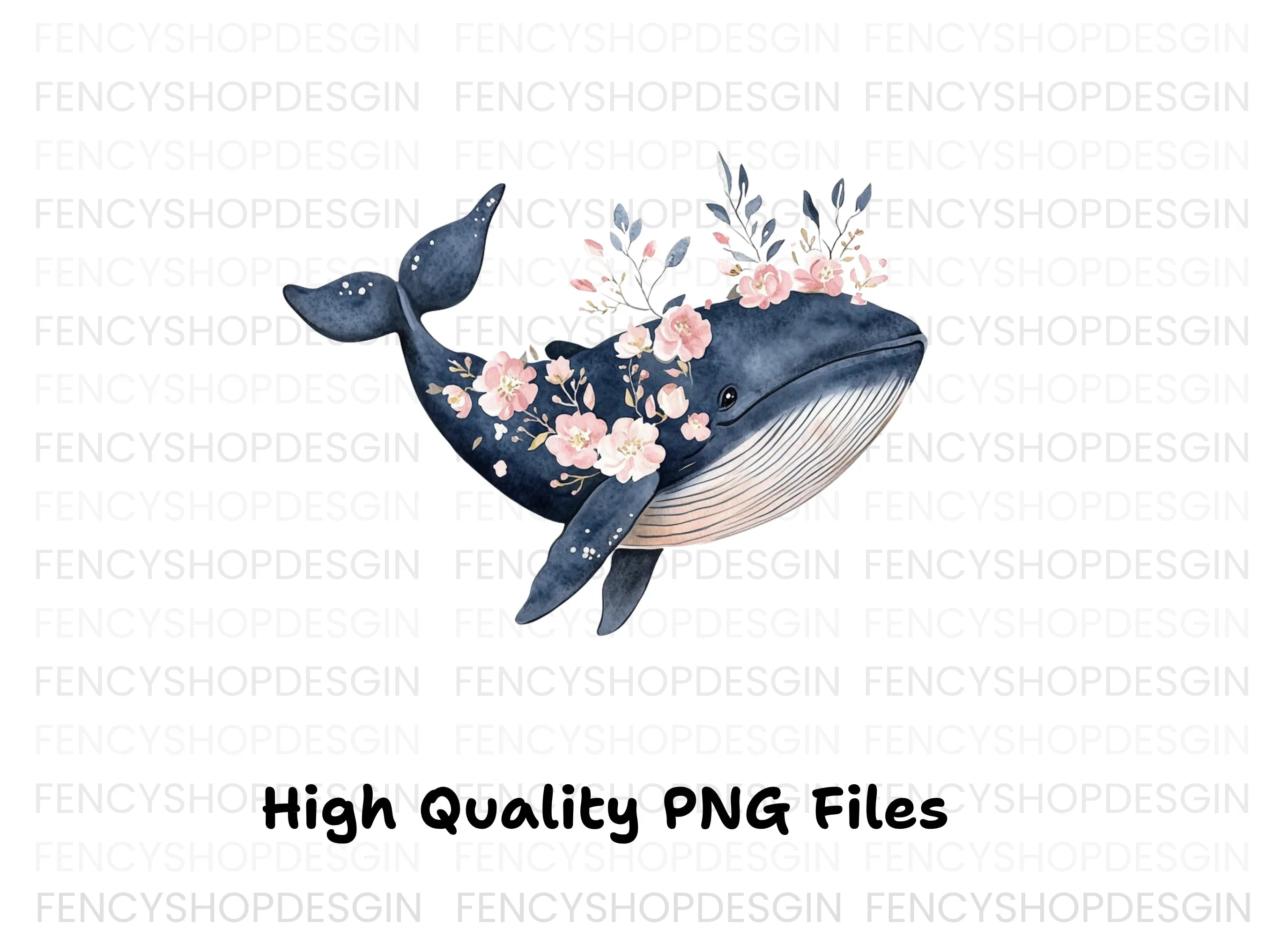 Whale with Flowers Clipart Bundle