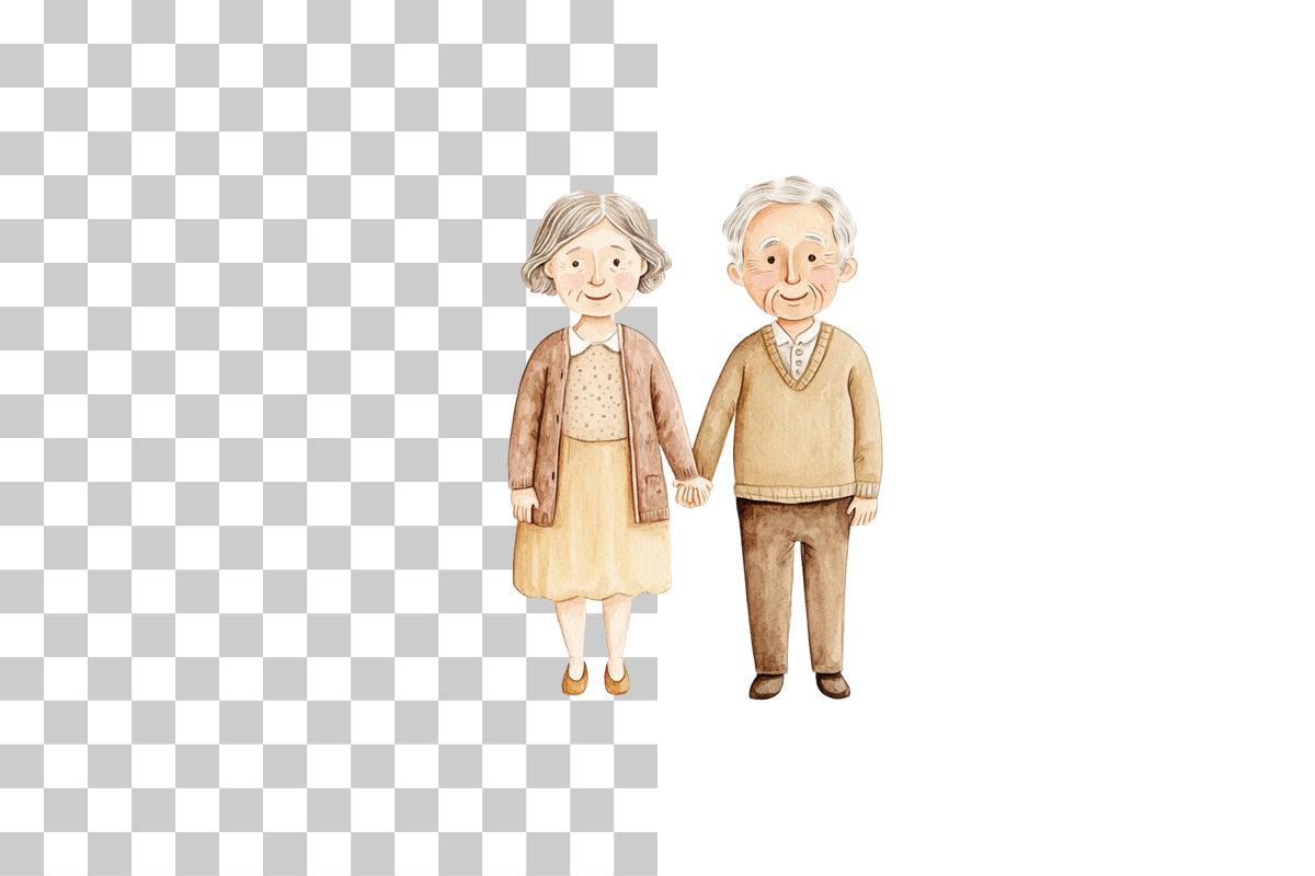 Elderly Wedding Couple Clipart Bundle