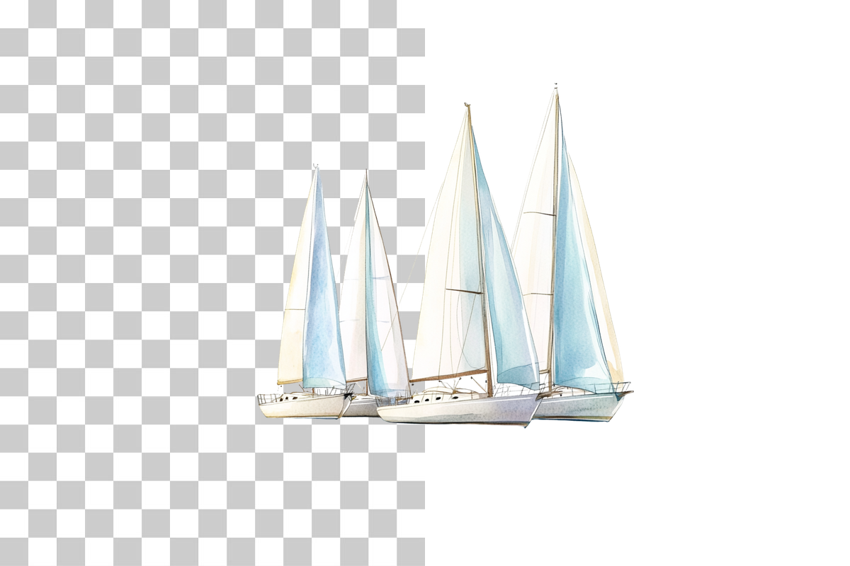 Sailboat Regatta Nautical Scene Clipart Bundle