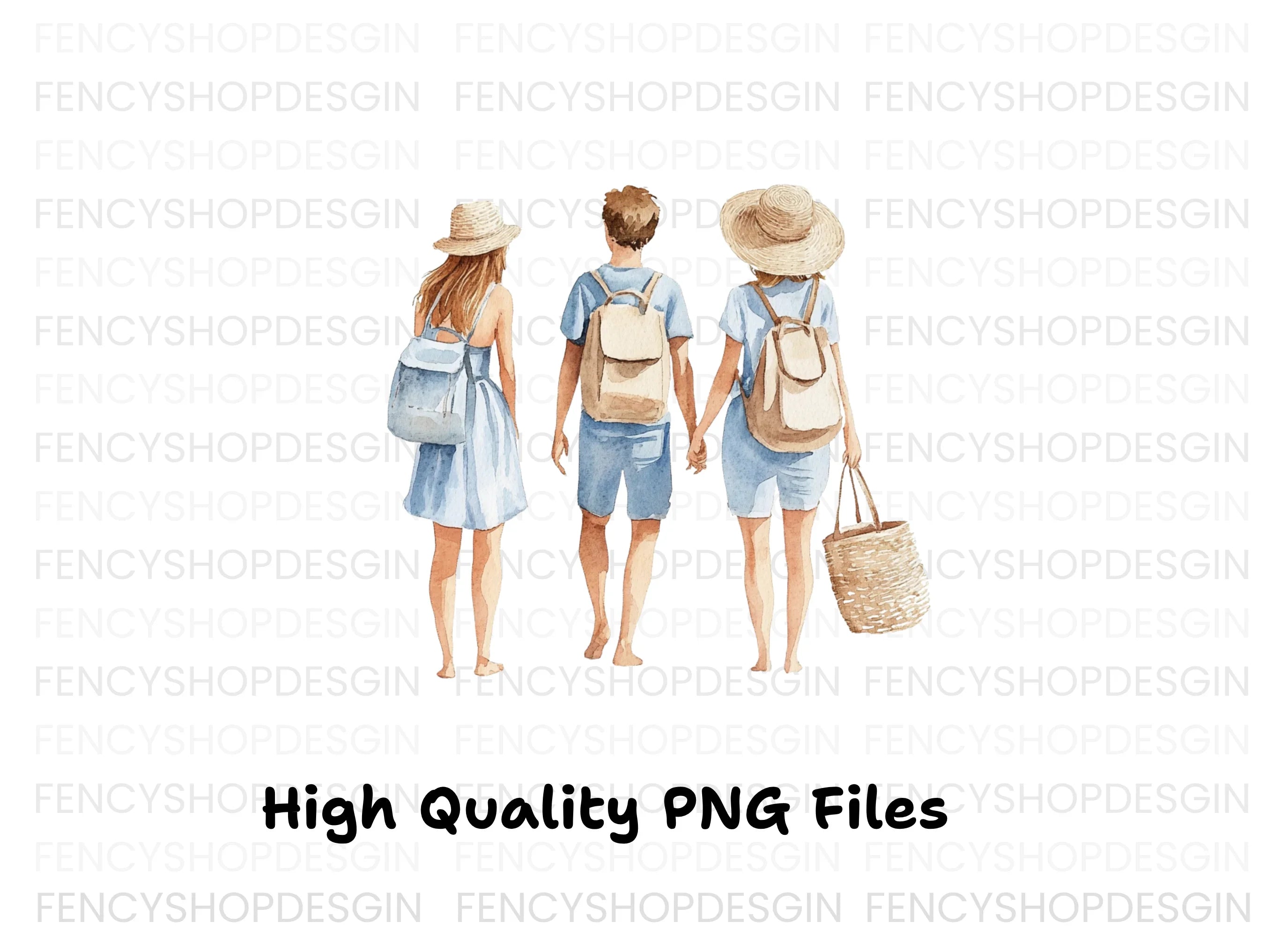 Family Beach Walk Clipart Bundle