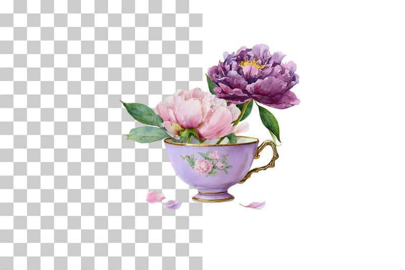 Floral Tea Cup Clipart Bundle - CraftNest - Digital Crafting and Art