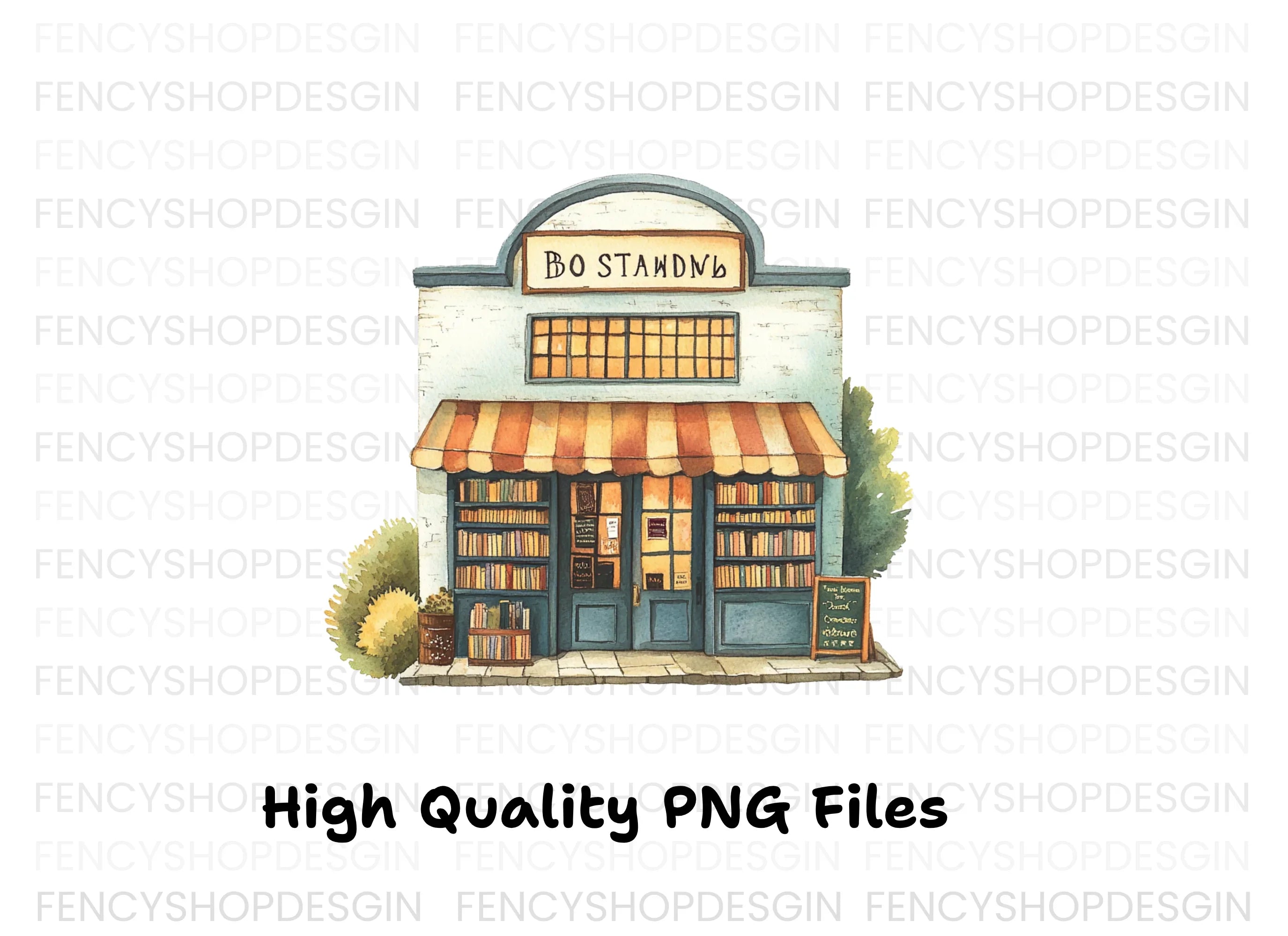 Vintage Bookstore Illustration Clipart Bundle