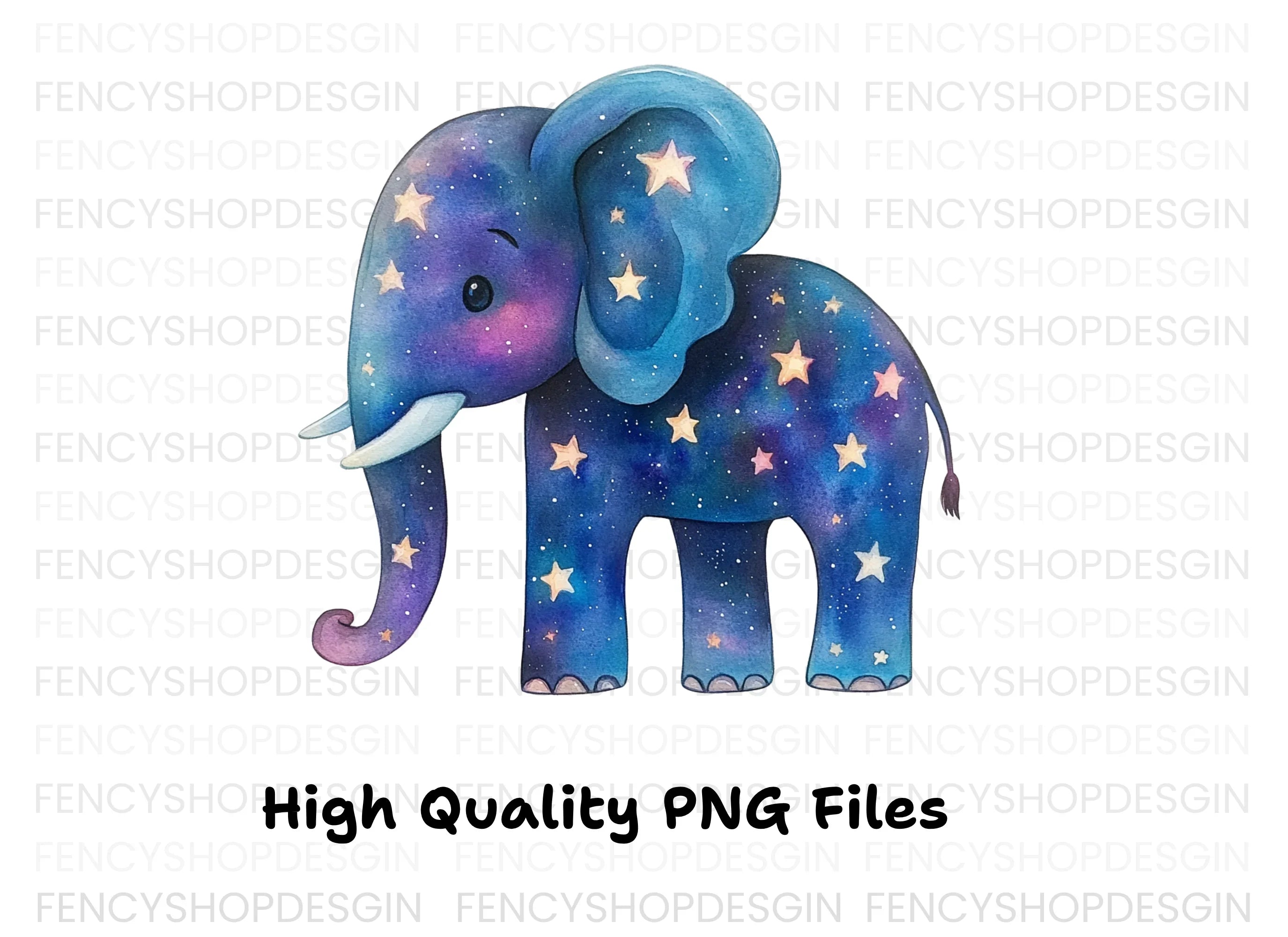 Starry Night Elephant Clipart Bundle