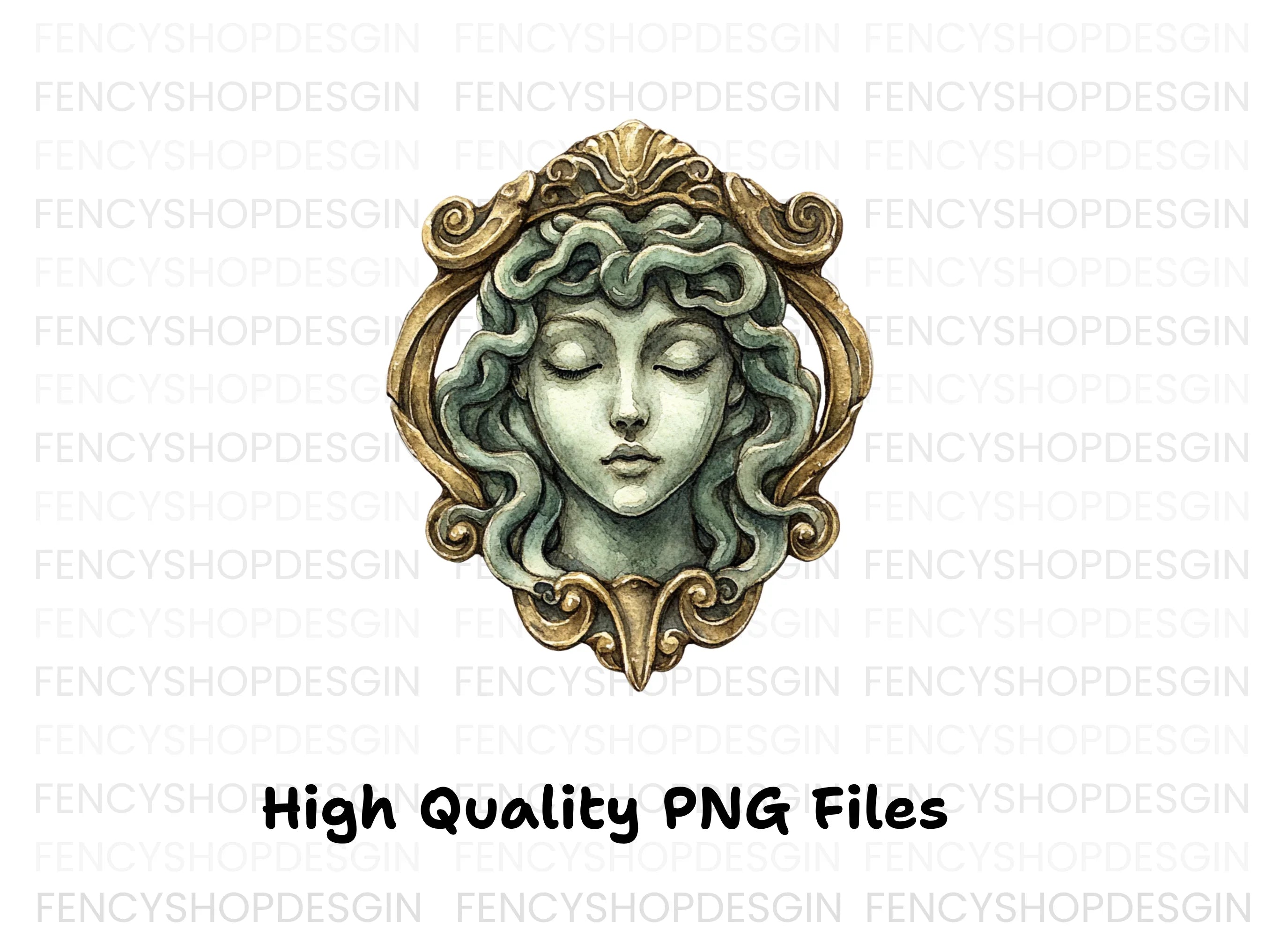 Ornate Medusa Head Clipart Bundle