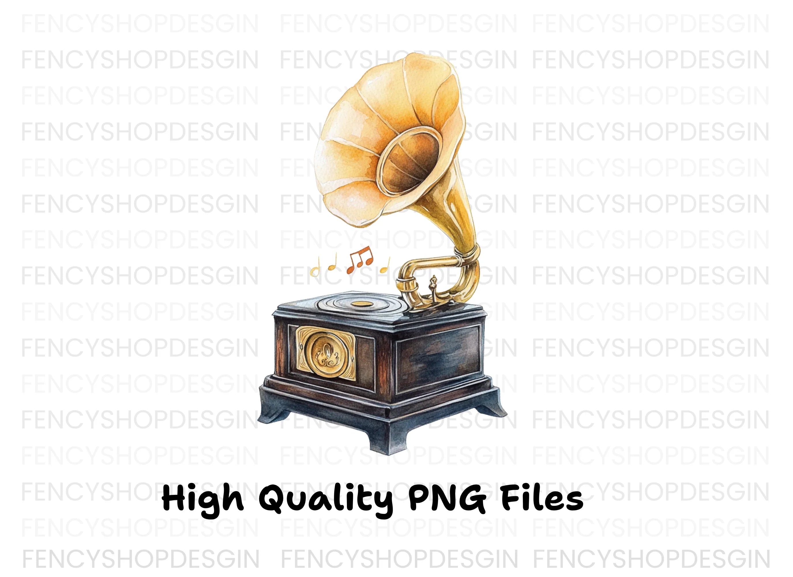 Vintage Gramophone Music Clipart Bundle