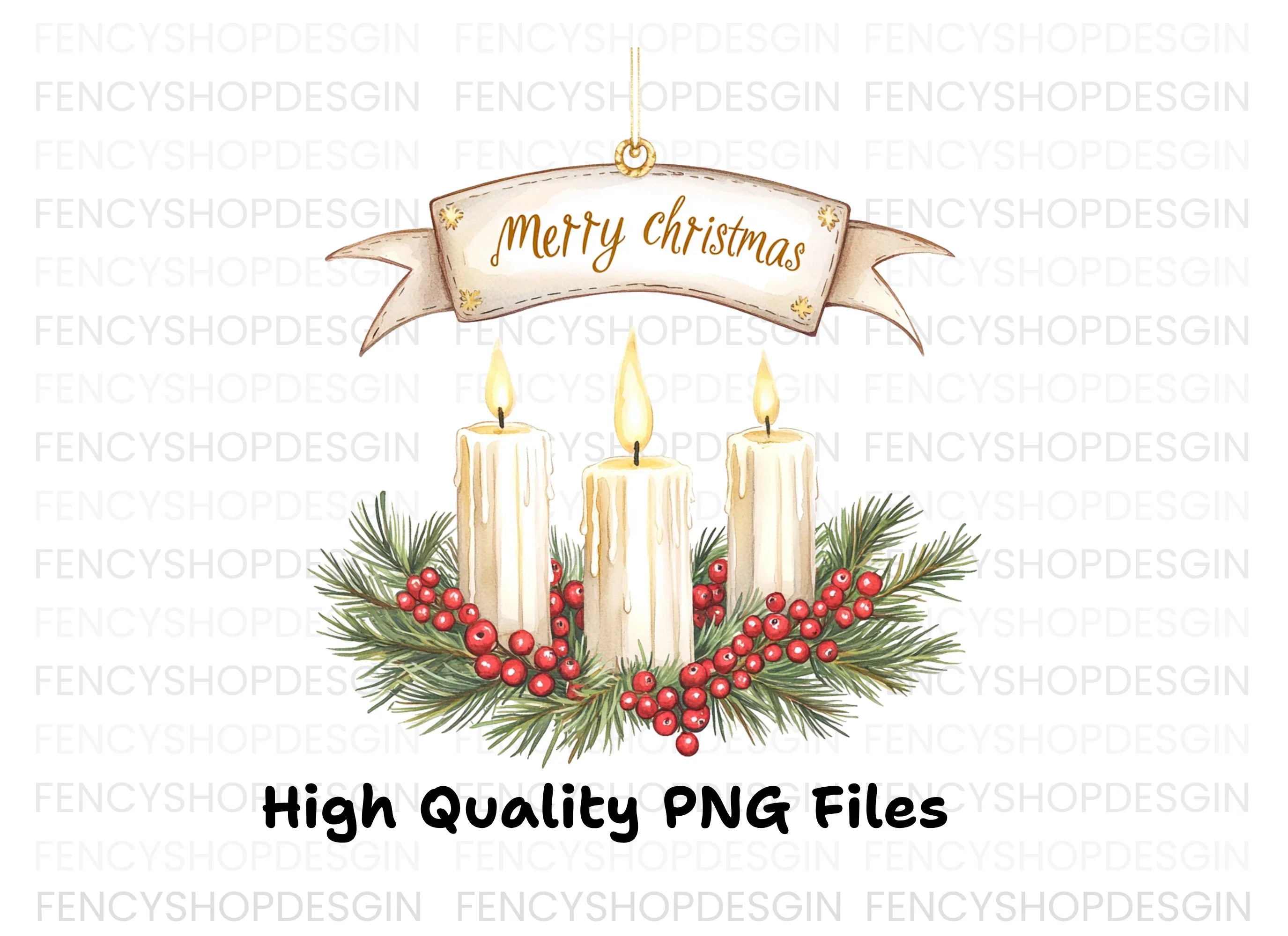 Christmas Candles and Banners Clipart Bundle