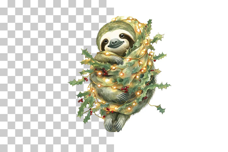 Festive Sloth Holiday Lights Clipart Bundle - CraftNest - Digital Crafting and Art