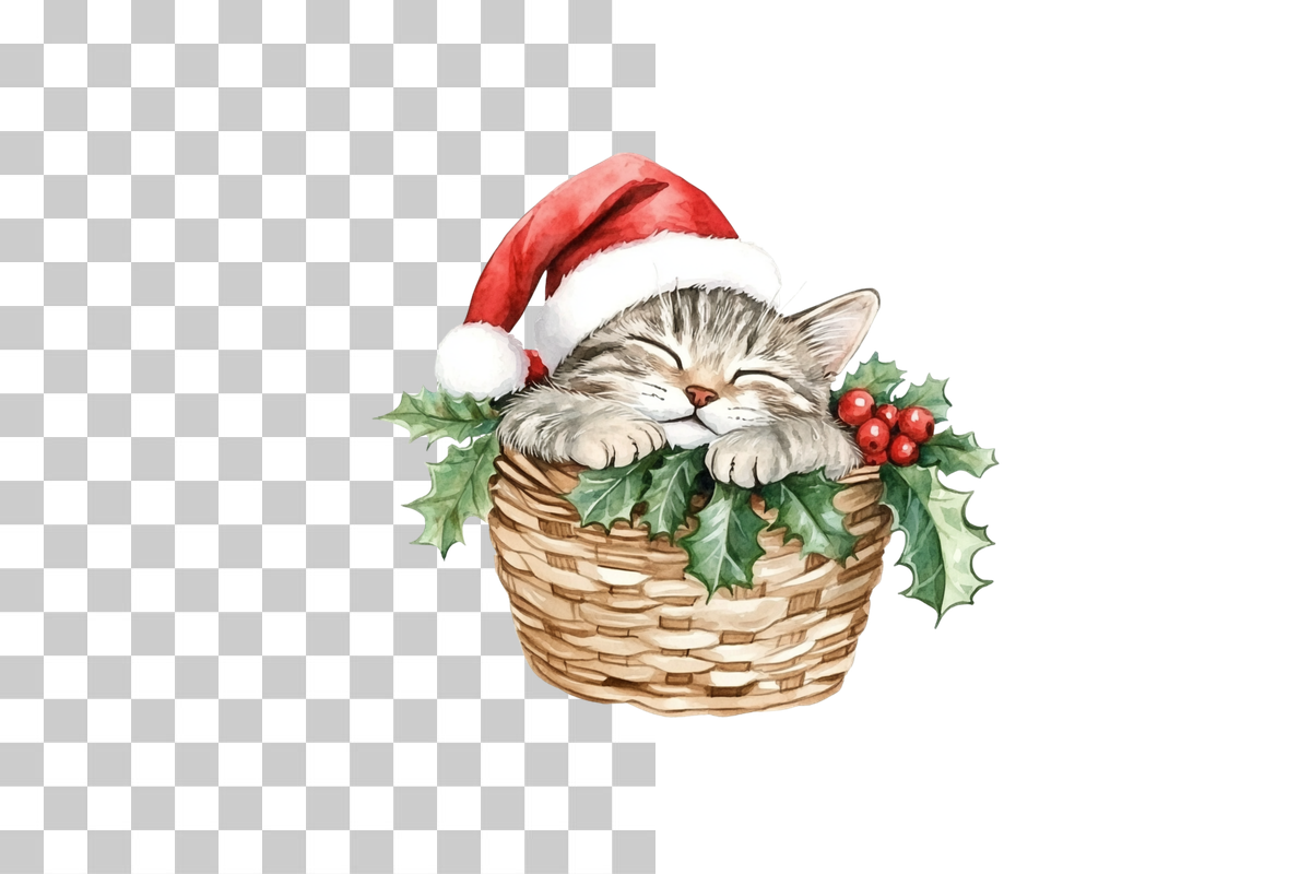 Adorable Christmas Cats Clipart Bundle