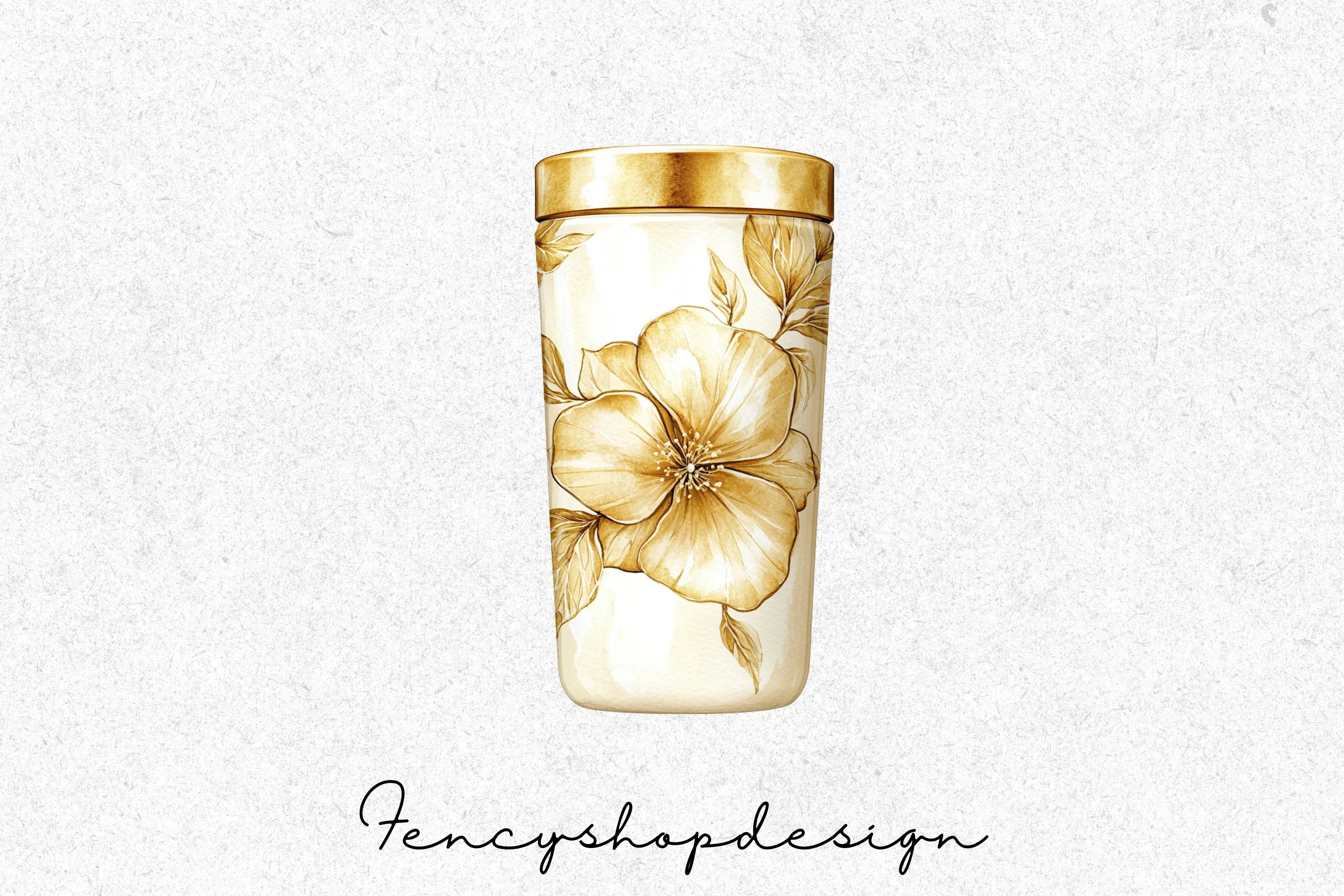 Elegant Golden Floral Tumbler Clipart Bundle