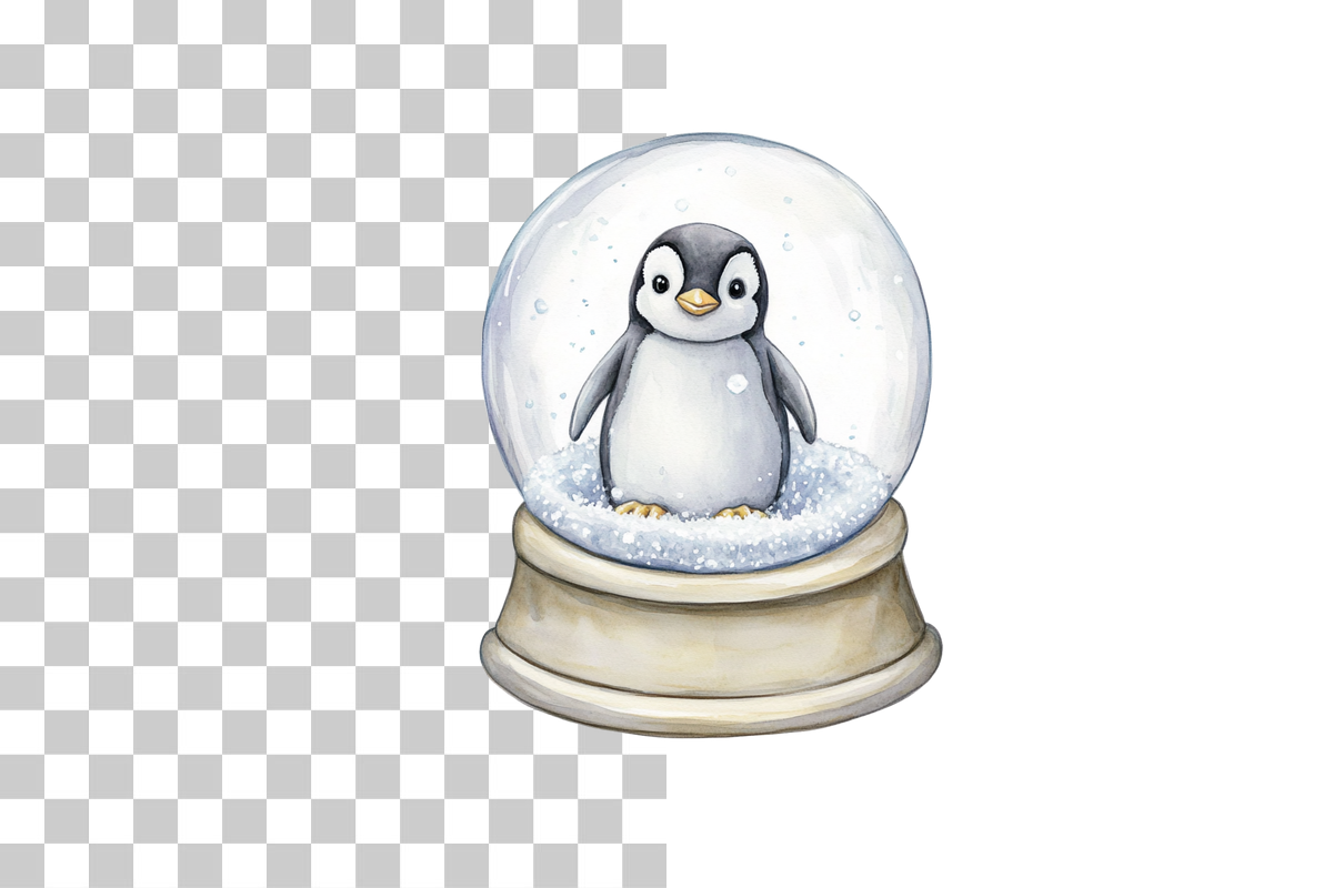 Penguin Snow Globe Clipart Bundle