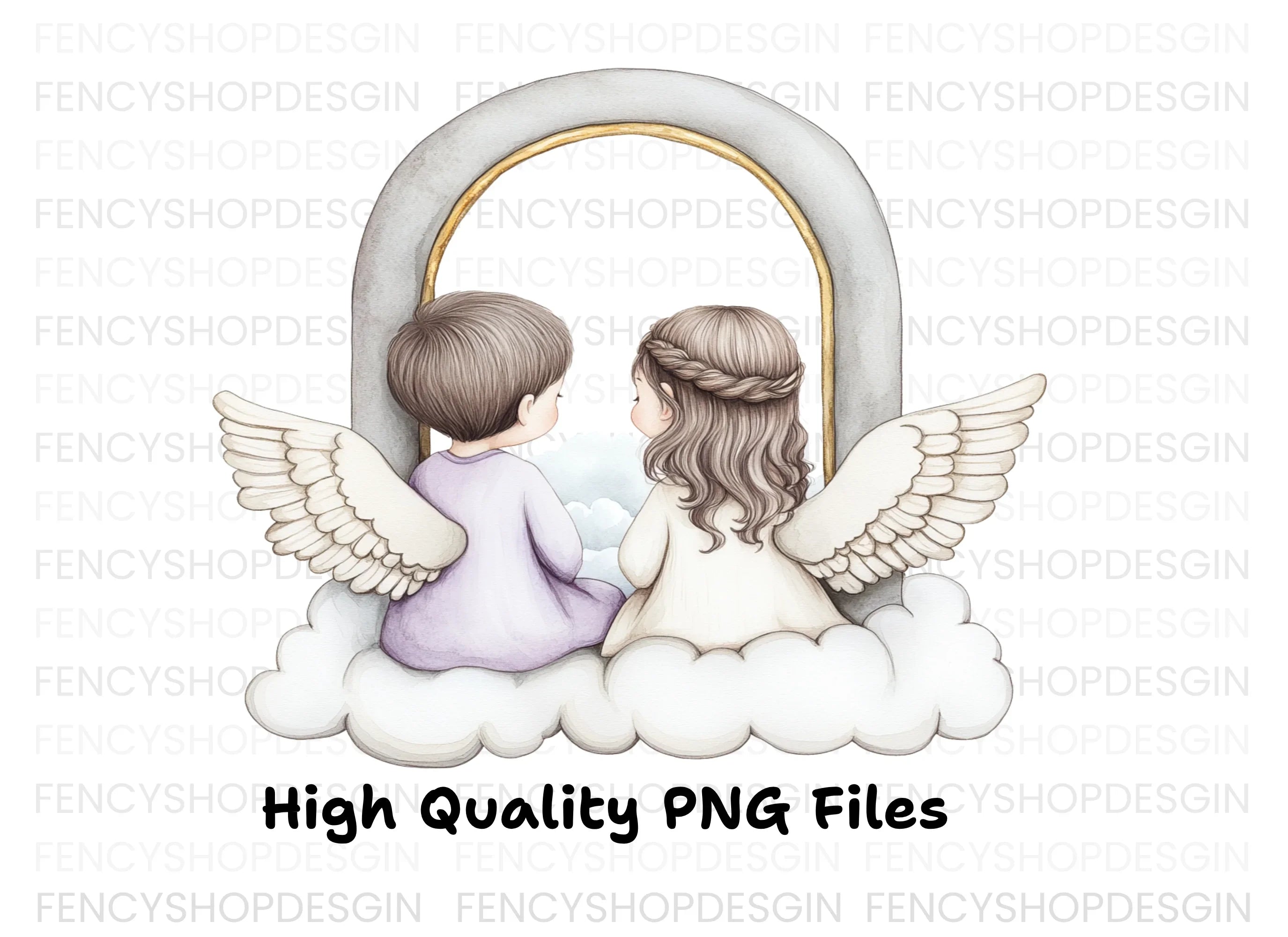 Angels Looking Out Window Clipart Bundle