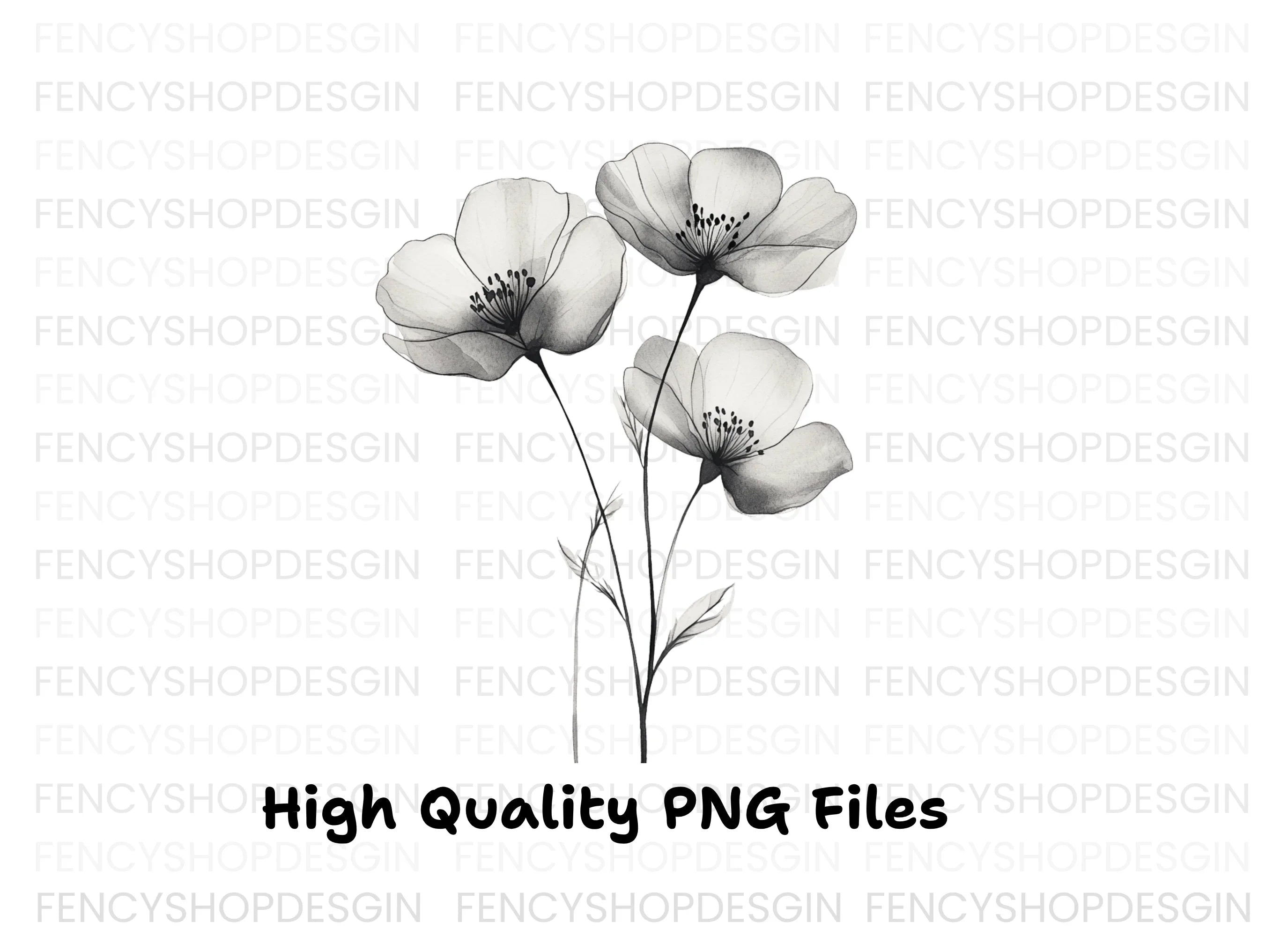Elegant Black and White Floral Clipart Bundle