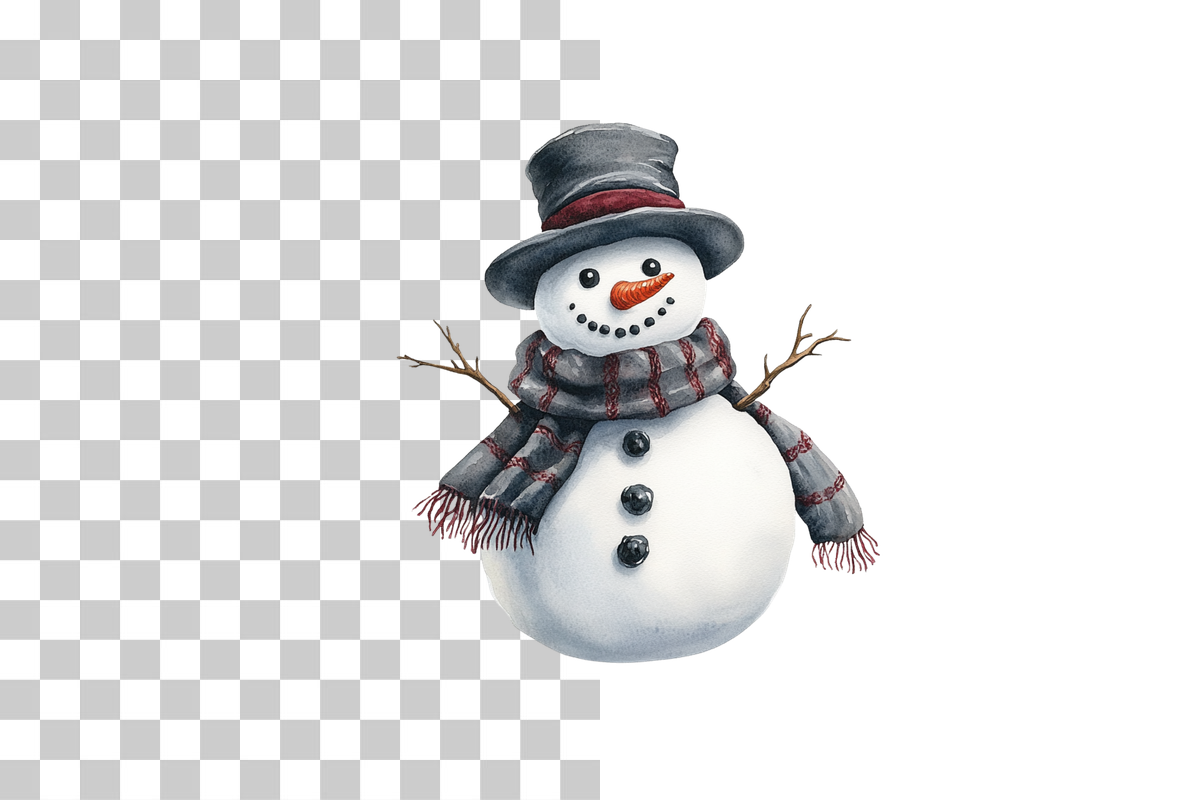 Realistic Winter Snowman Clipart Bundle