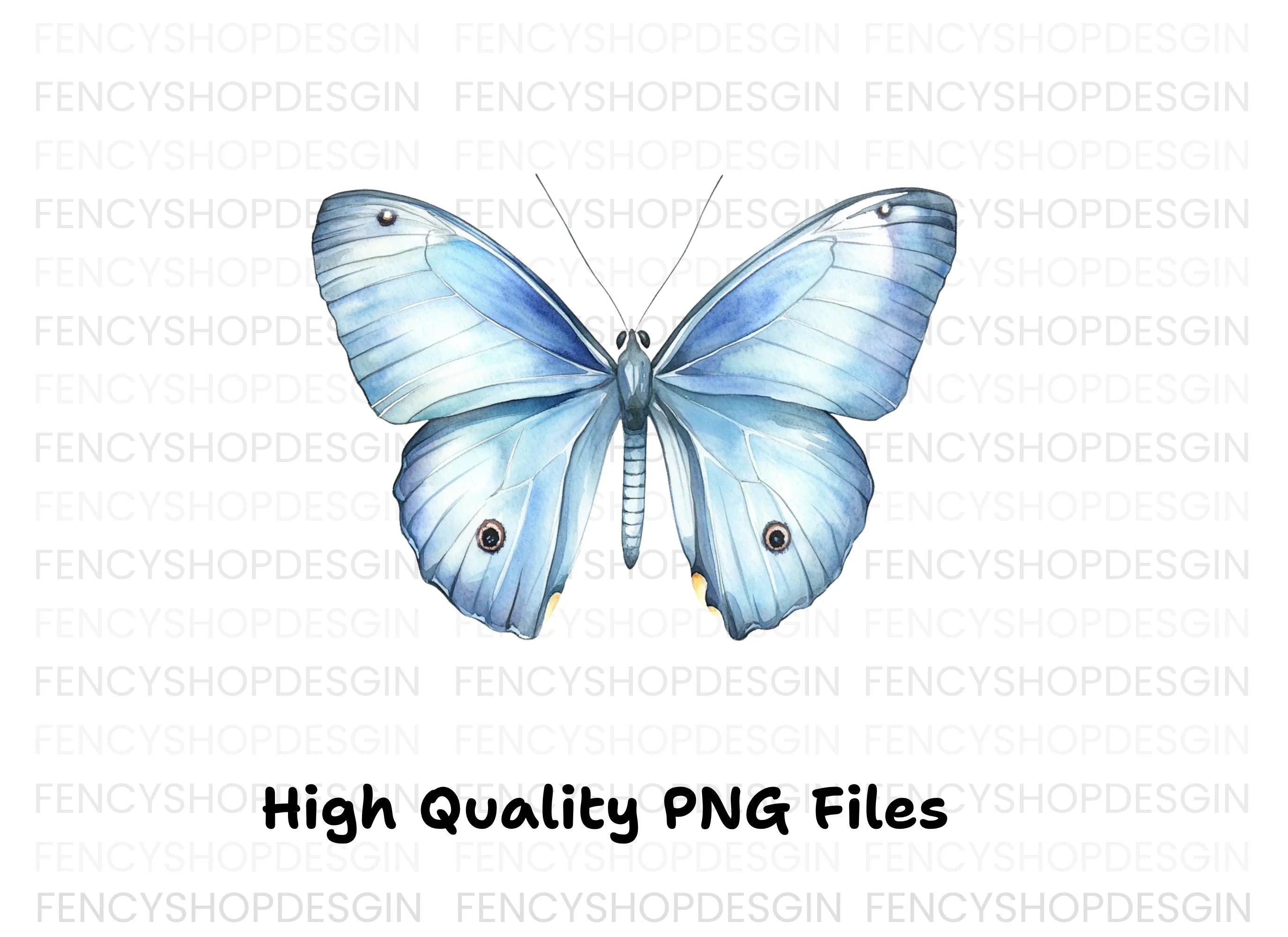 Light Blue Butterfly Clipart Bundle