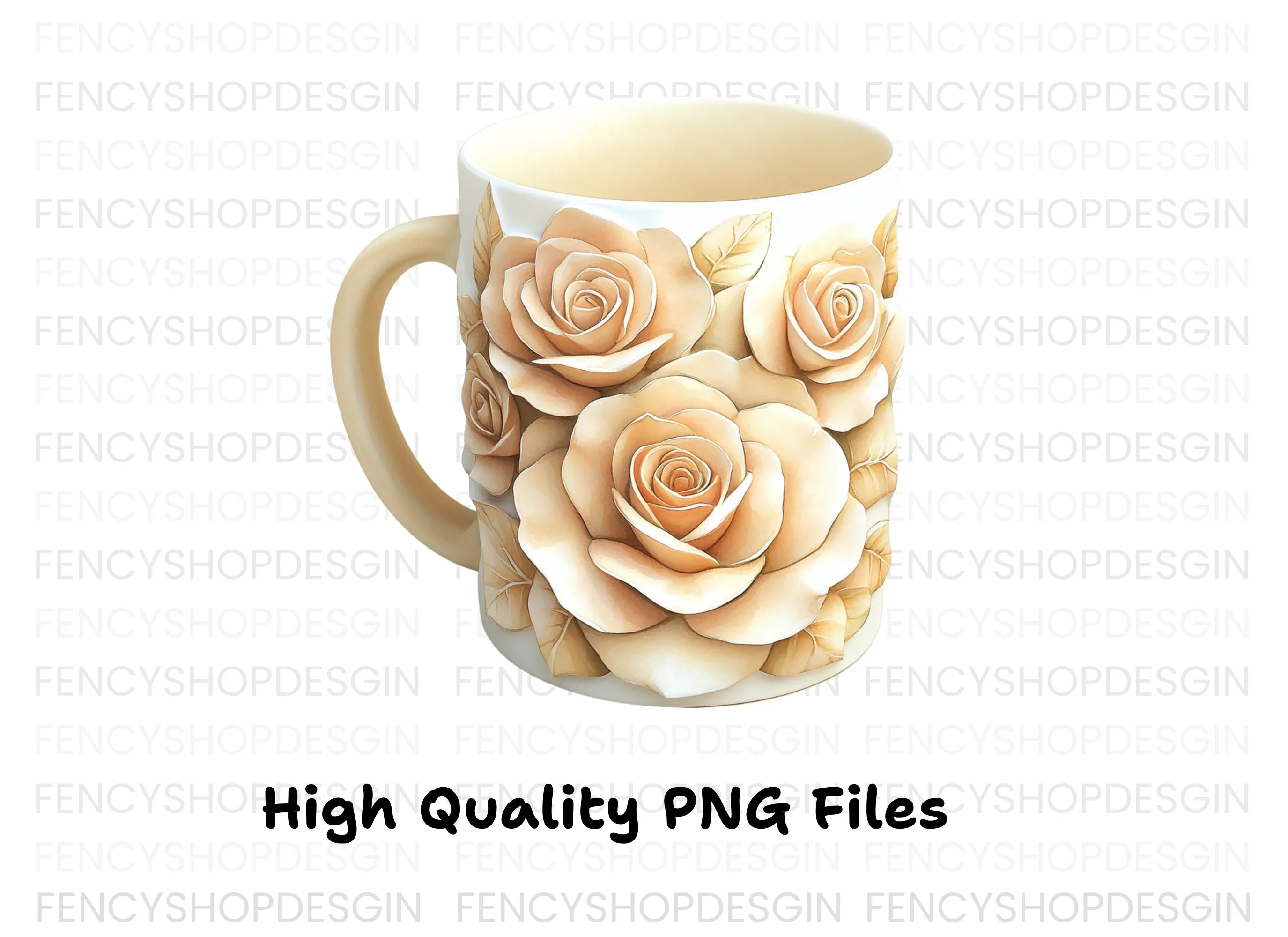 Cream Rose Embossed Clipart Bundle