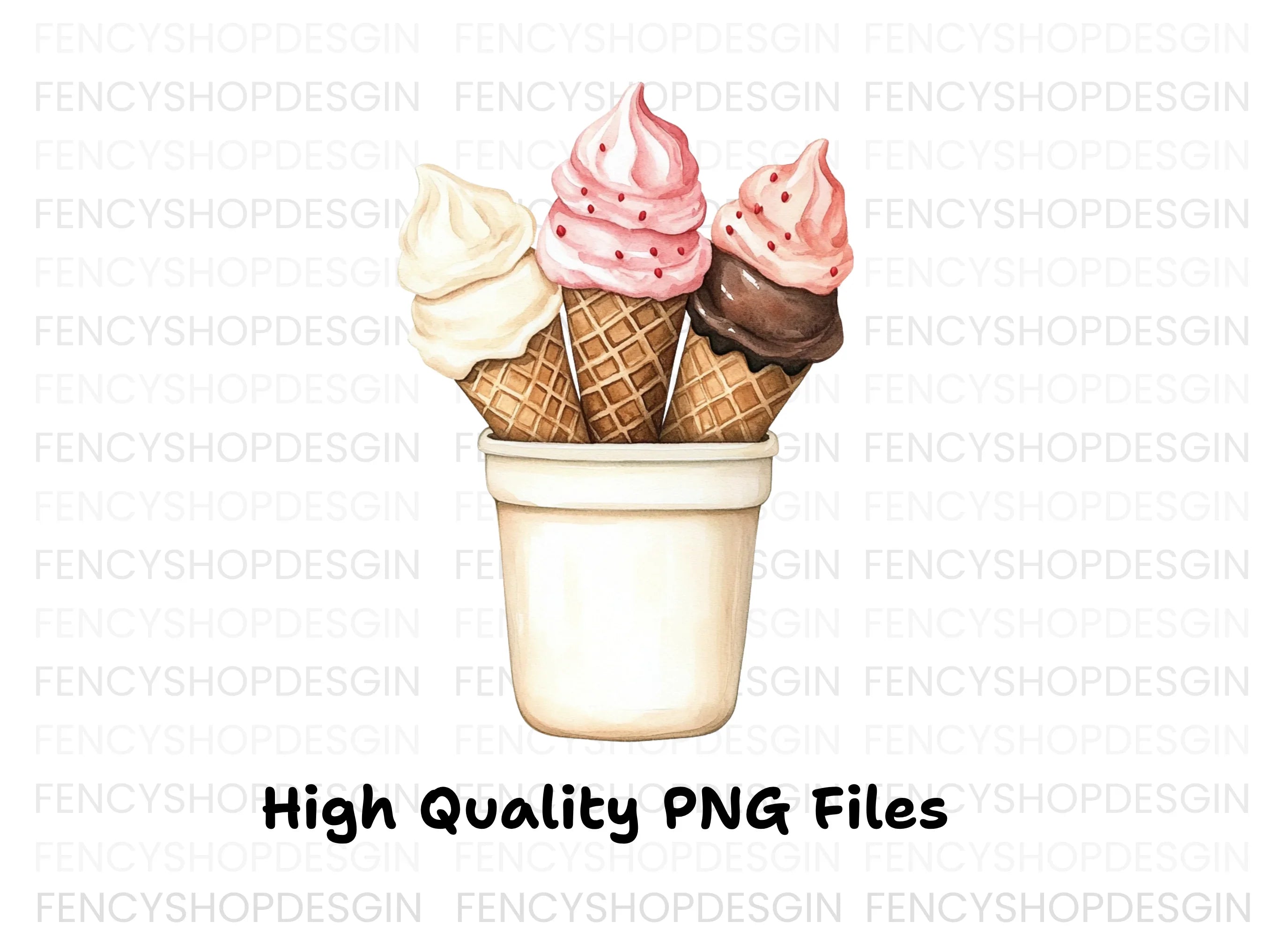 Delicious Ice Cream Cones Clipart Bundle