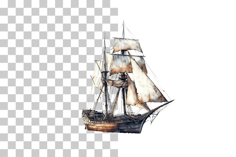 Pirate Ship Nautical Scene Clipart Bundle - CraftNest - Digital Crafting and Art