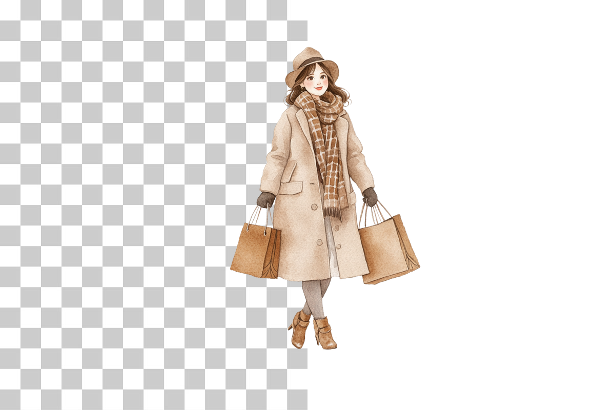 Christmas Shopping Outfit Clipart Bundle for Women