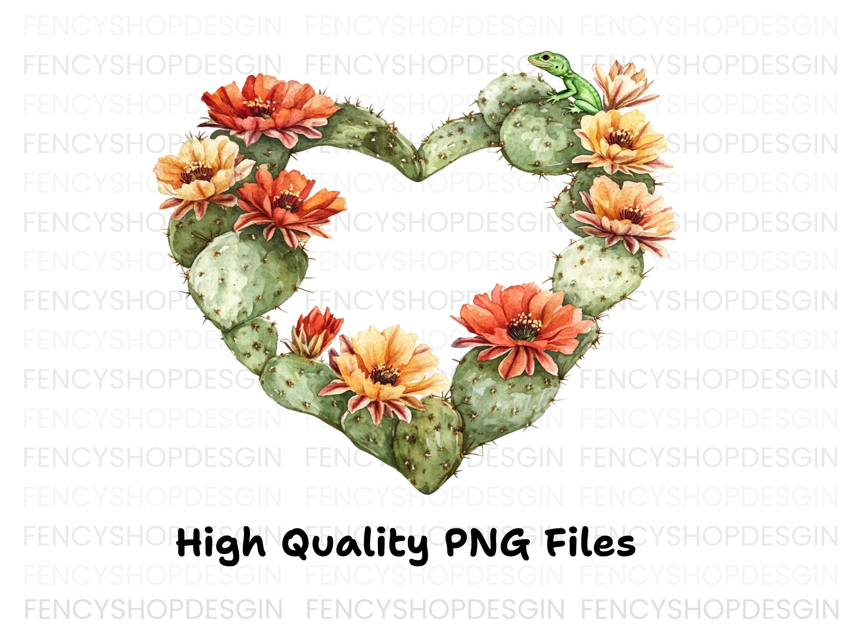 Desert Cactus Heart Frames Clipart Bundle
