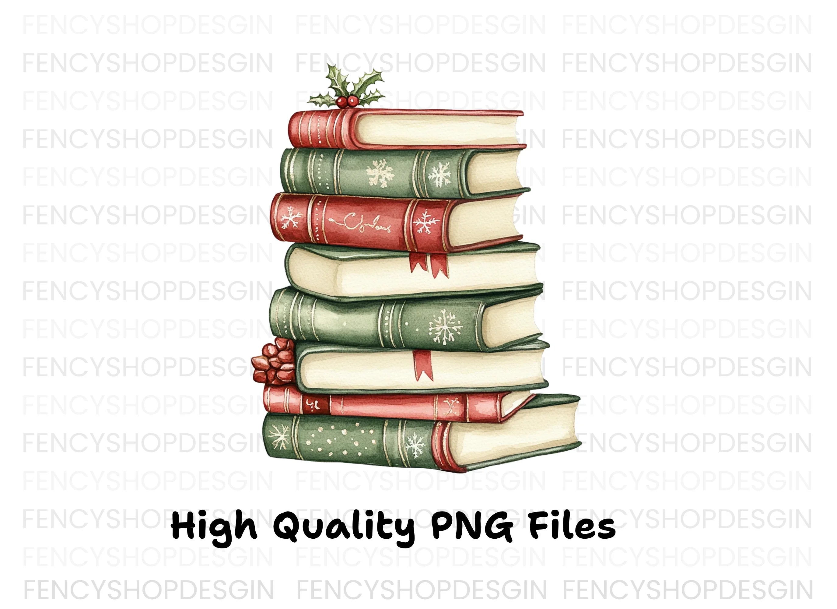 Christmas Books Stack Clipart Bundle