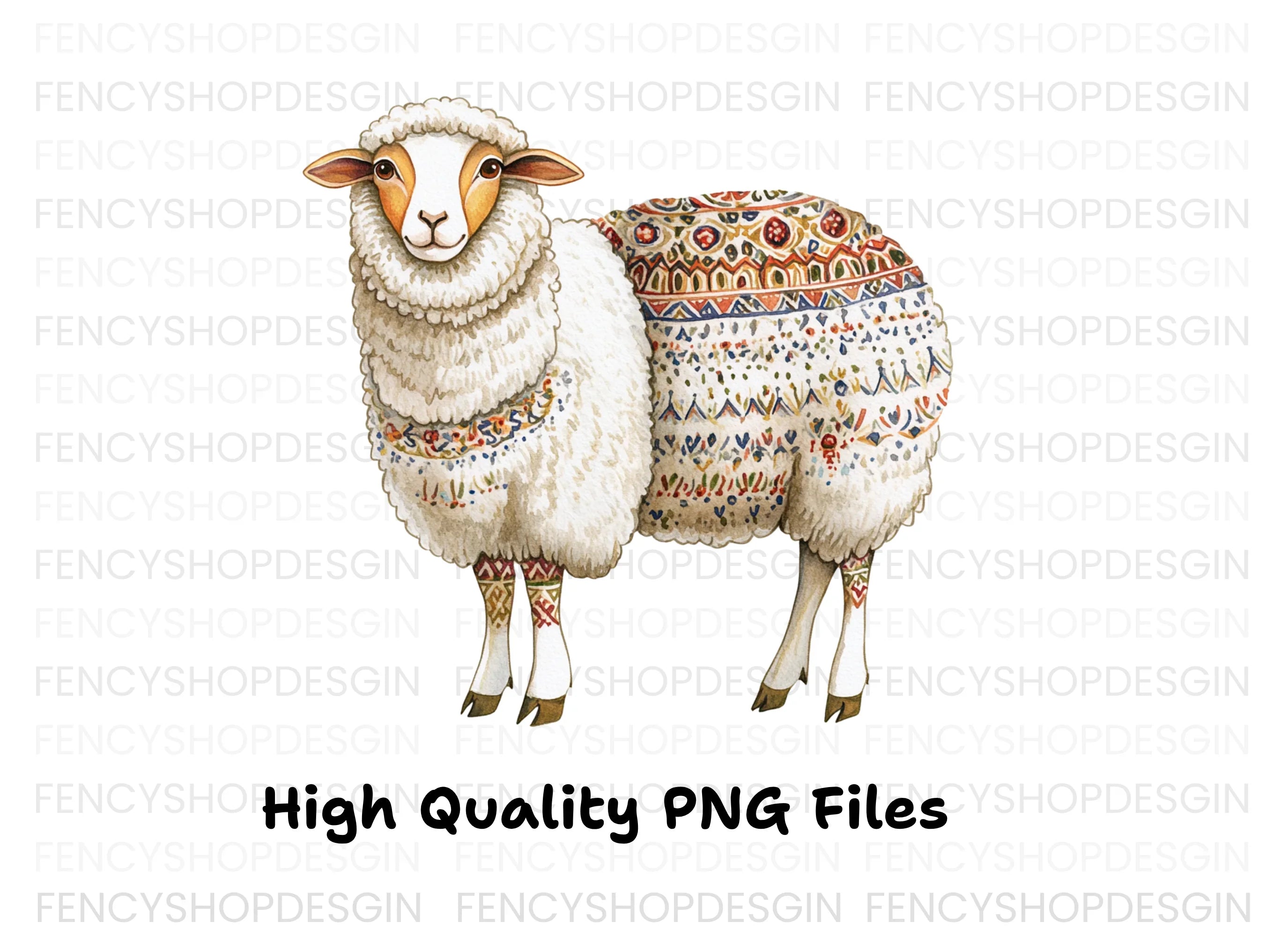Intricate Patterned Sheep Clipart Bundle
