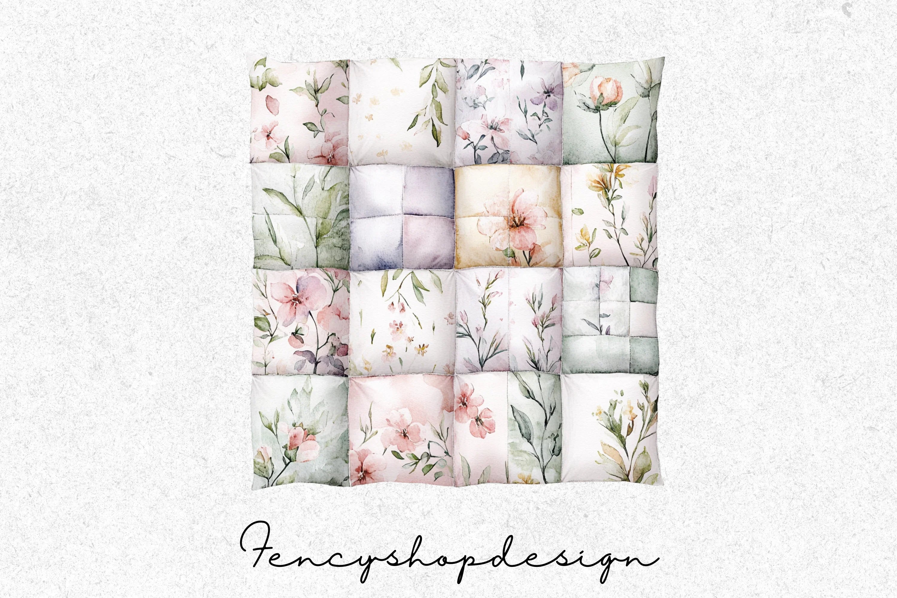 Cozy Floral Quilts Clipart Bundle