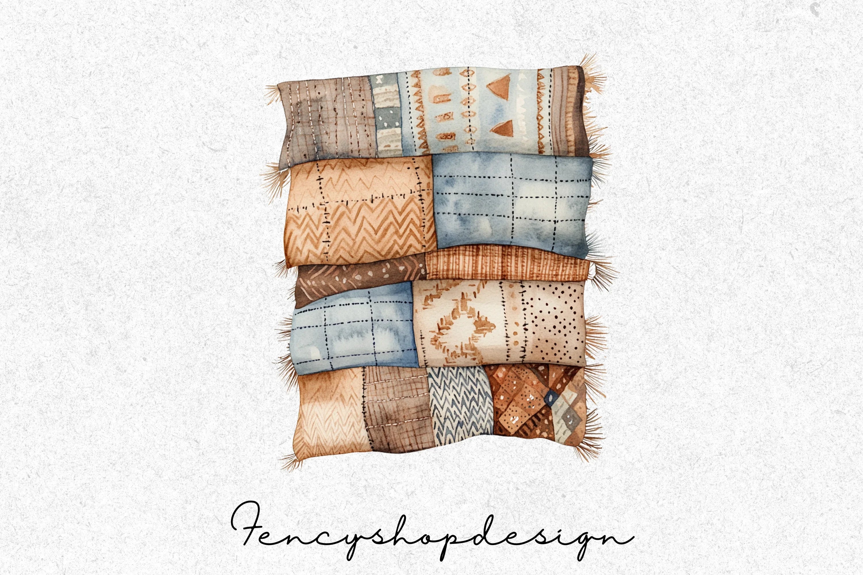 Quilted Fabric Clipart Bundle