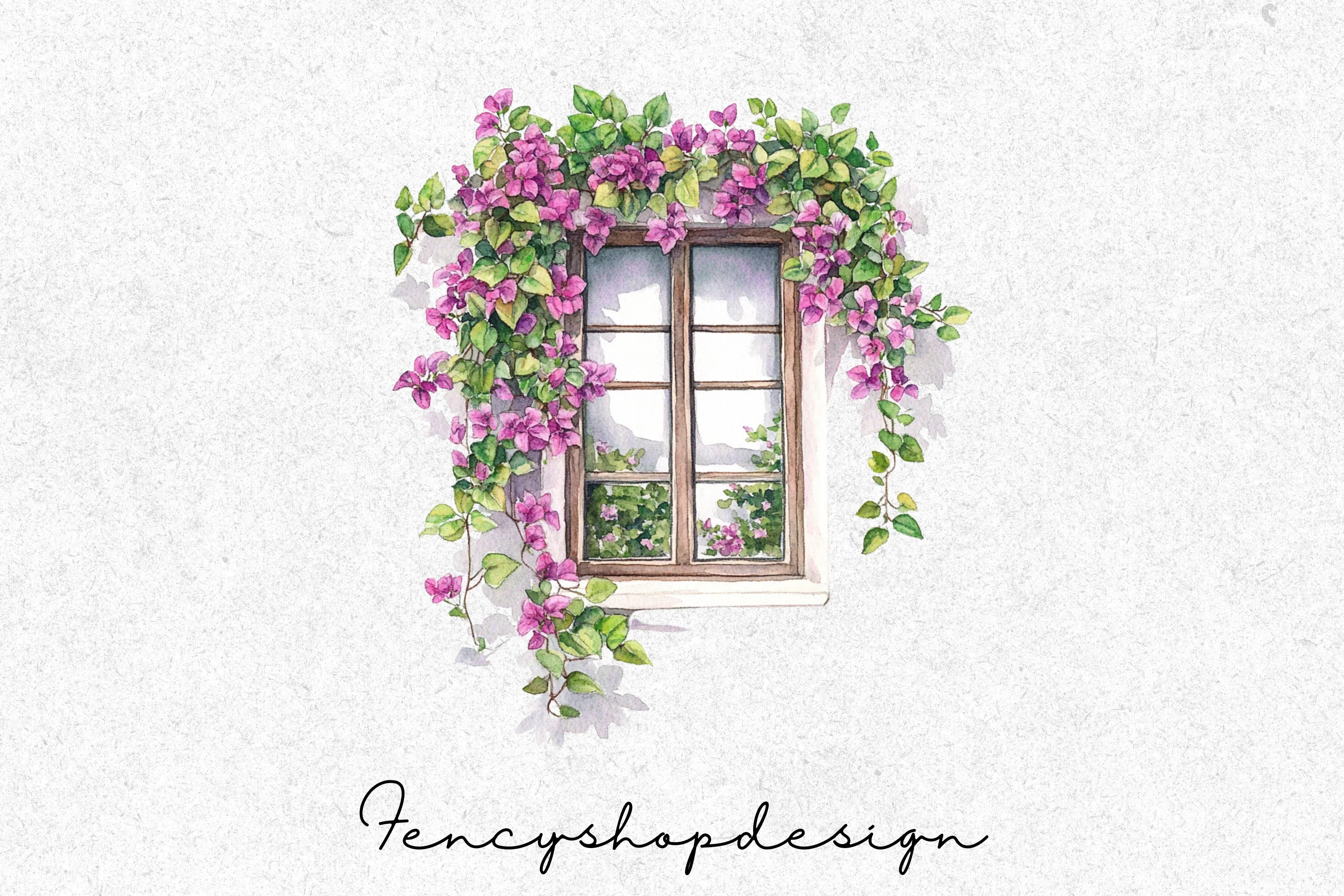 Bougainvillea Window Clipart Bundle