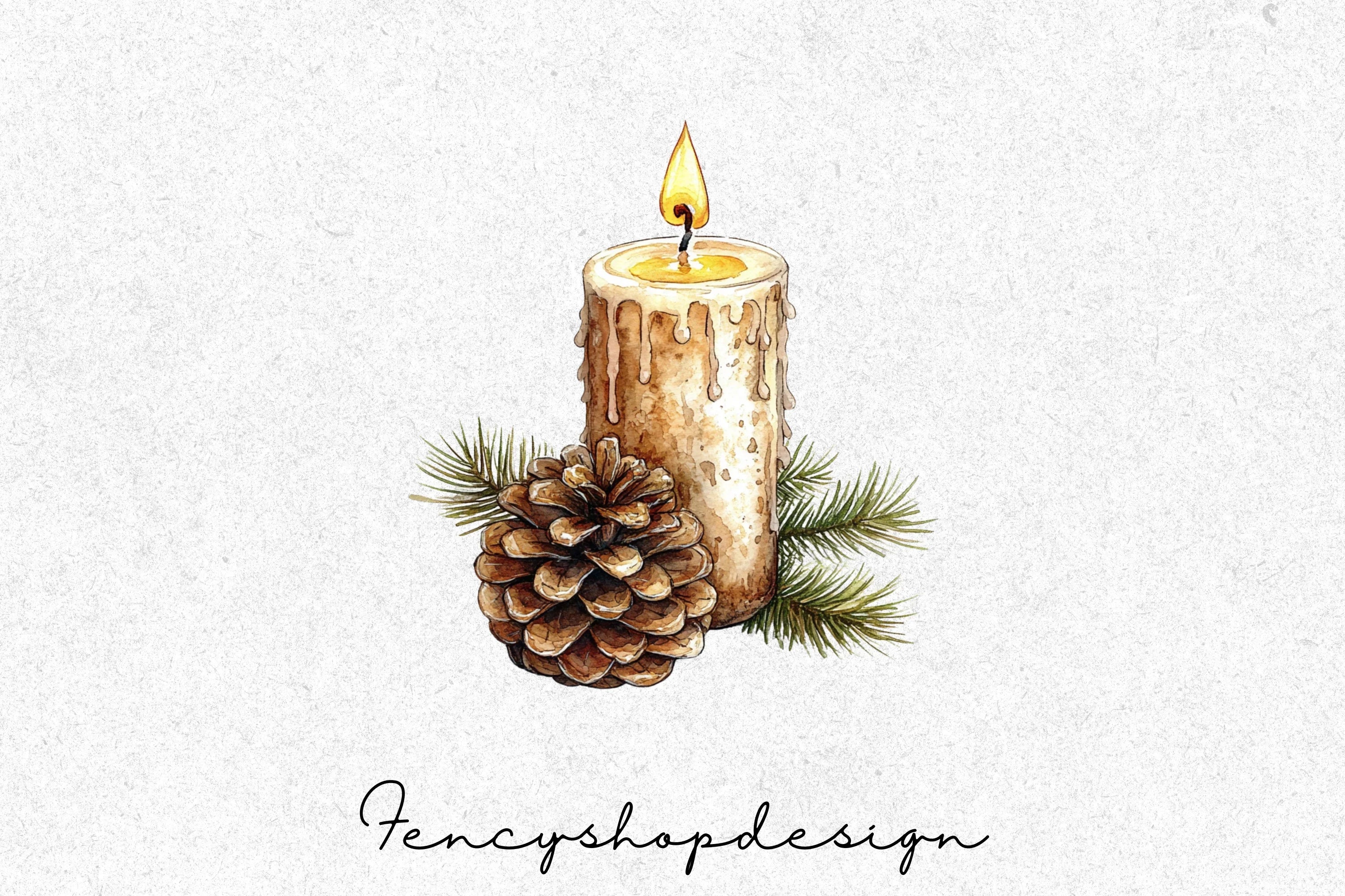 Rustic Winter Candle Clipart Bundle