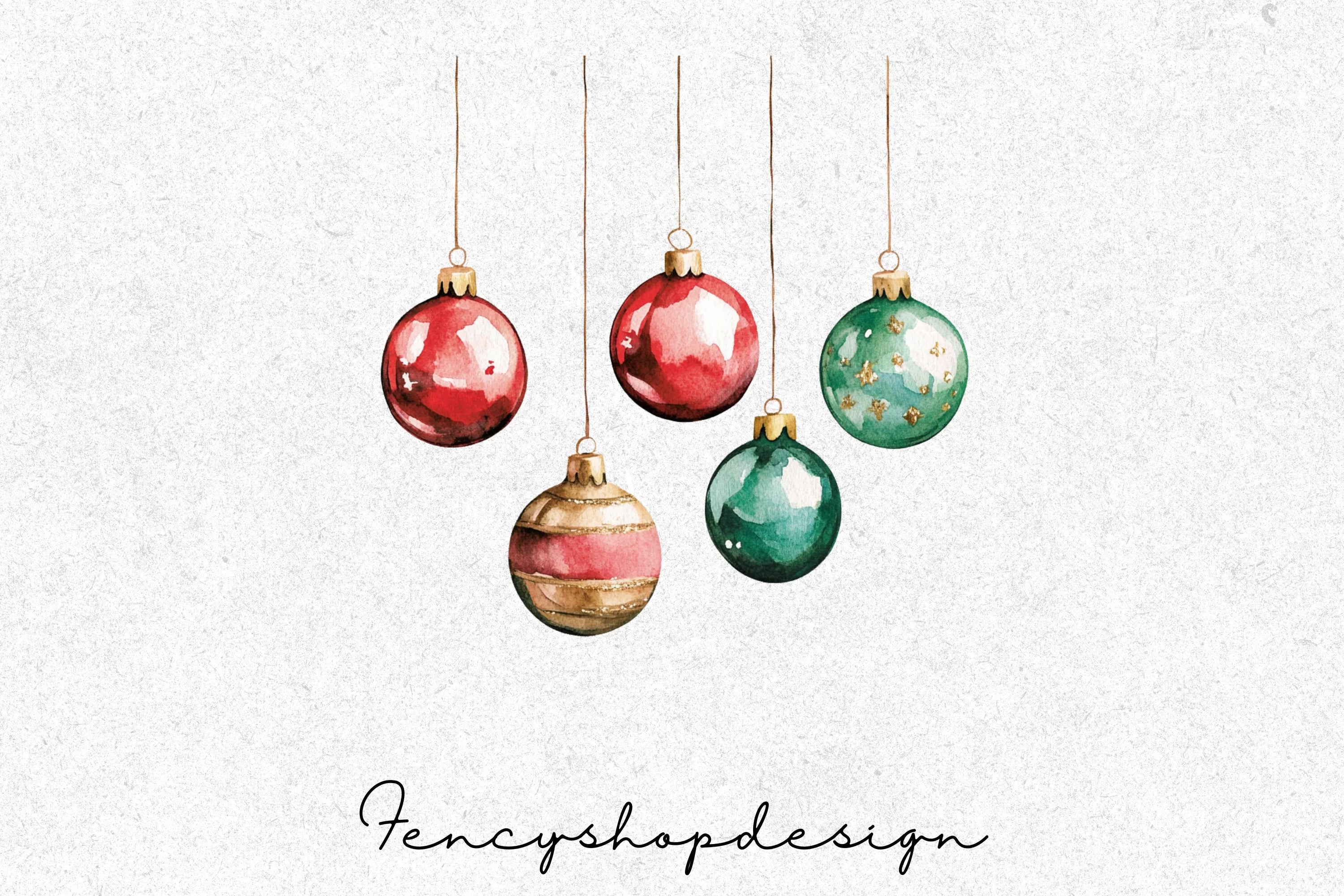 Festive Christmas Ornaments Clipart Bundle