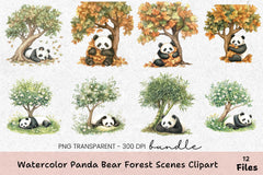 Panda Bear Forest Scenes Clipart Bundle - CraftNest - Digital Crafting and Art