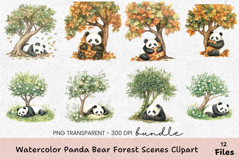 Panda Bear Forest Scenes Clipart Bundle - CraftNest - Digital Crafting and Art