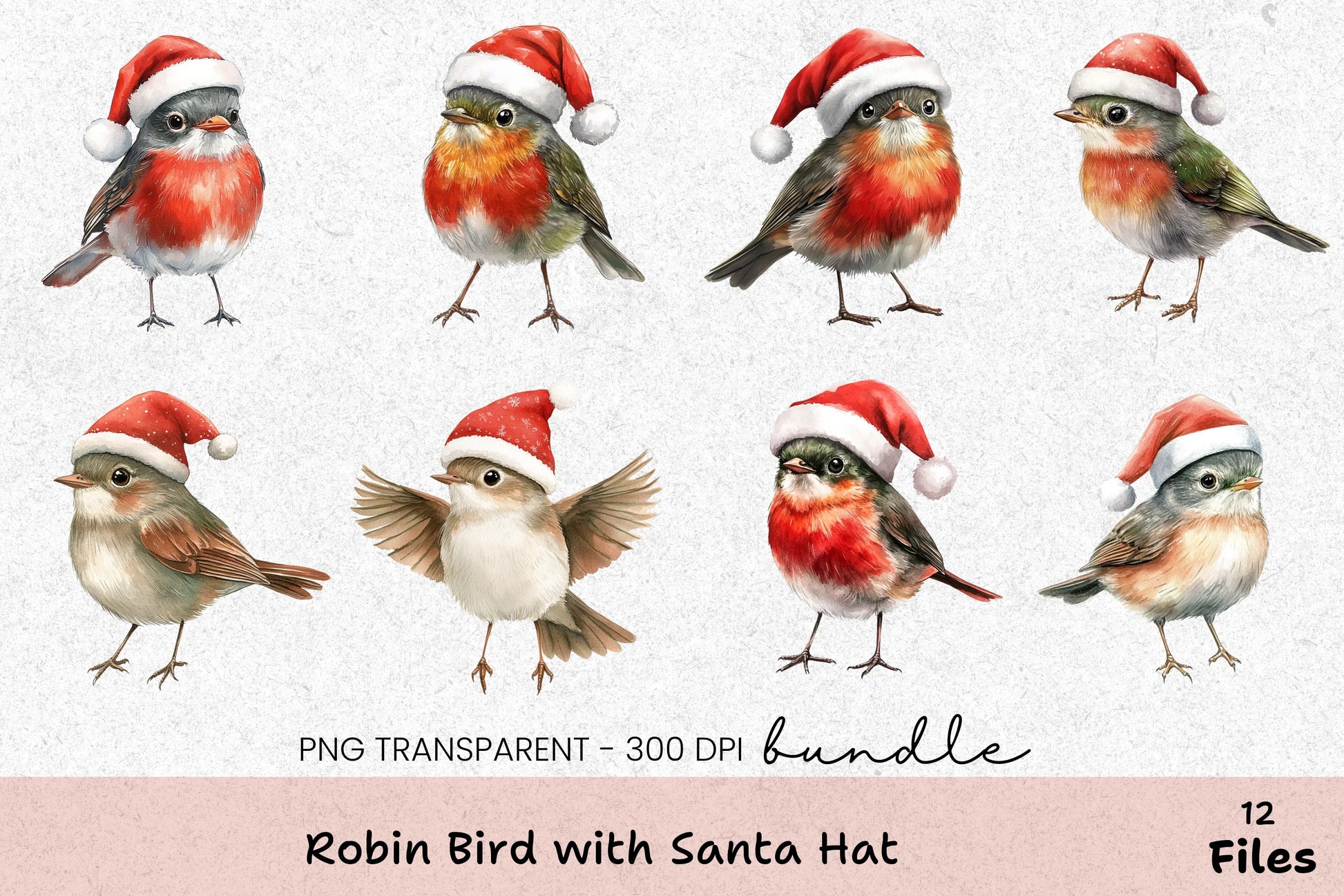 Robin Bird with Santa Hat Clipart Bundle - CraftNest - Digital Crafting and Art