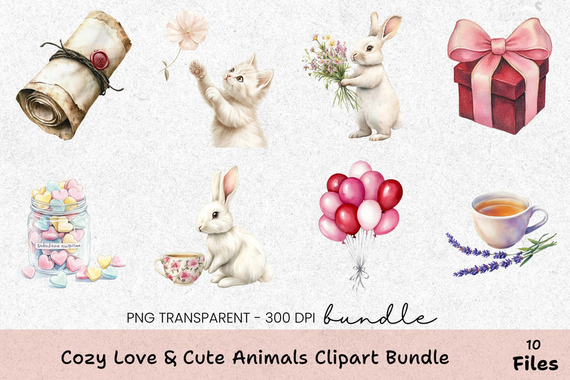 Charming Animals with Lavender Clipart Bundle - CraftNest - Digital Crafting and Art