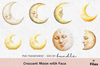 Crescent Moon Face Clipart Bundle