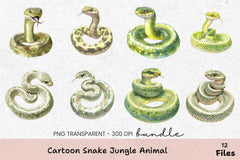 Cartoon Snake Jungle Animal Clipart Bundle - CraftNest - Digital Crafting and Art