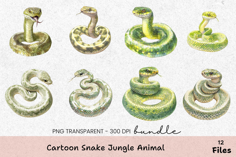 Cartoon Snake Jungle Animal Clipart Bundle - CraftNest - Digital Crafting and Art