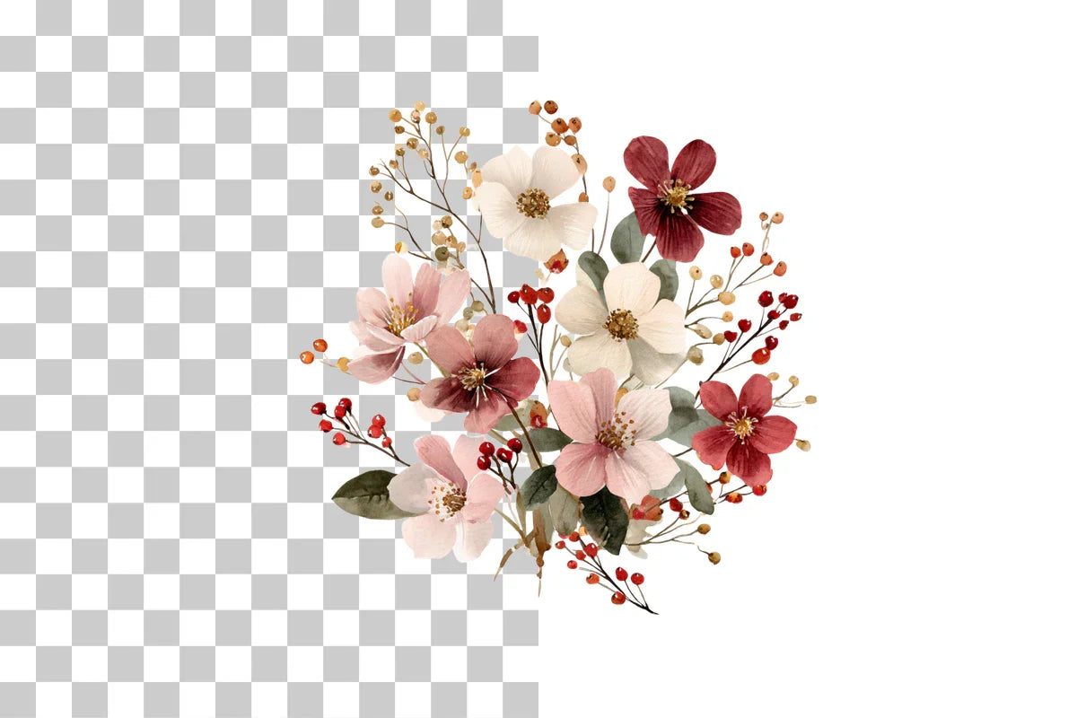 Burgundy Floral Clipart Bundle - CraftNest - Digital Crafting and Art