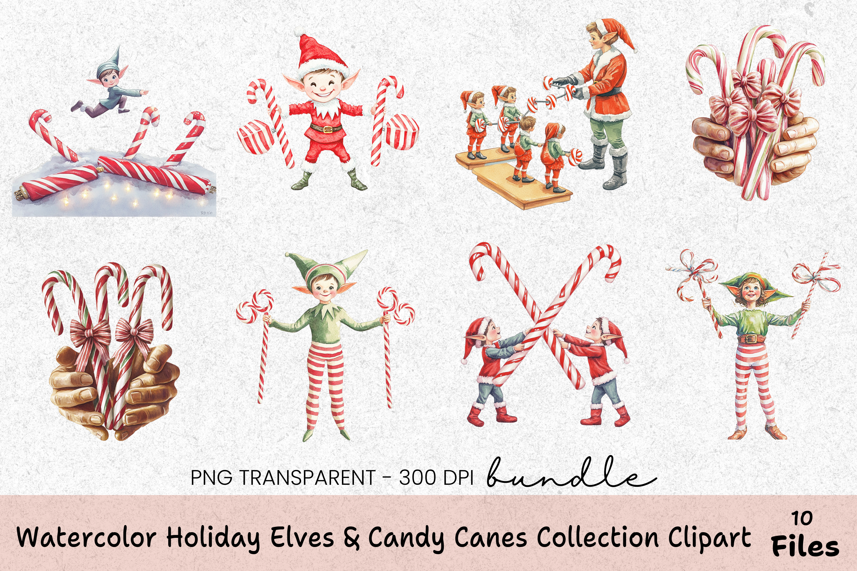 Holiday Elves & Candy Canes Clipart Collection