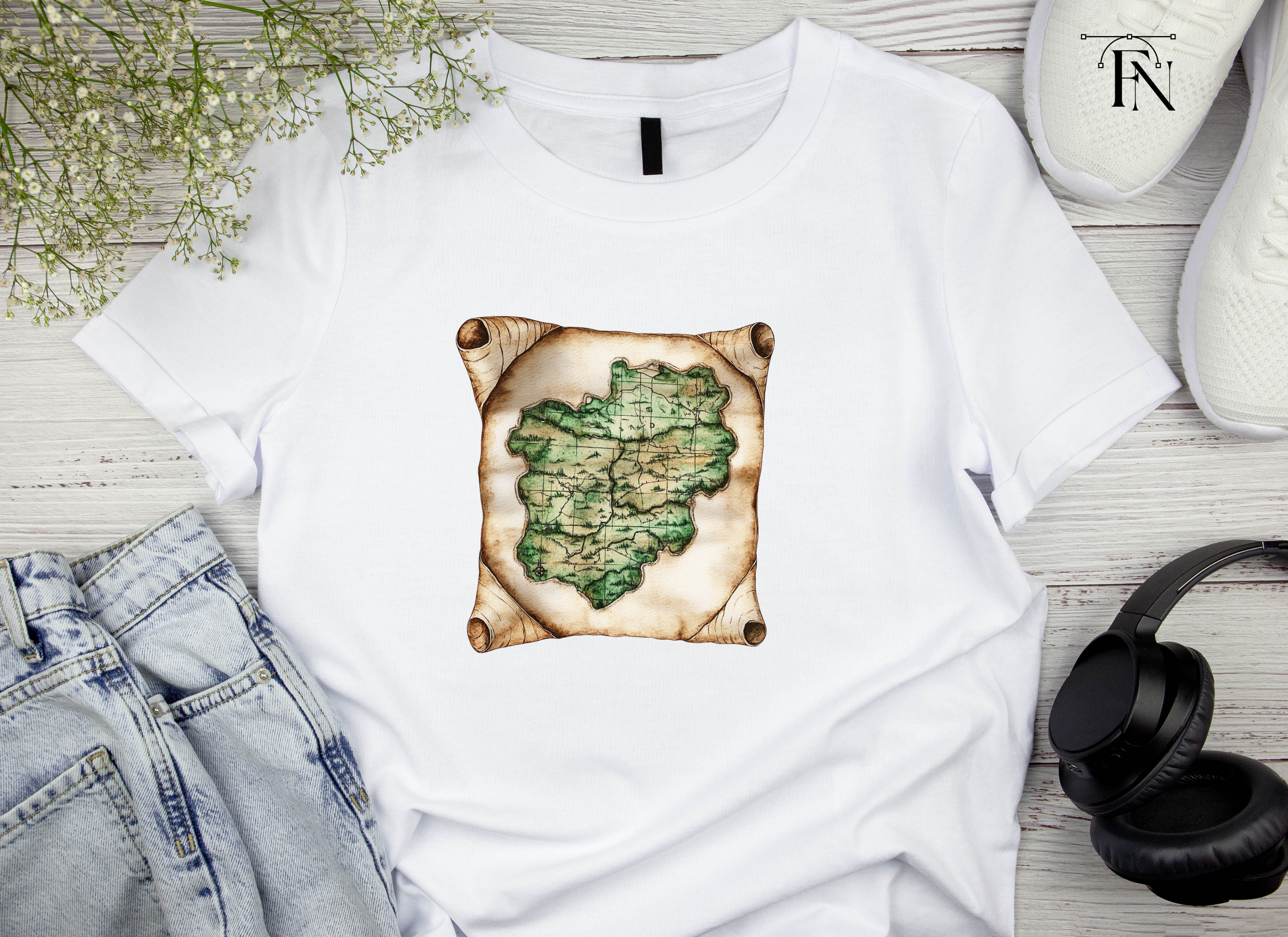 Fantasy World Map Scroll Clipart Bundle