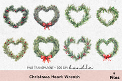 Christmas Heart Wreath Clipart Bundle - CraftNest - Digital Crafting and Art
