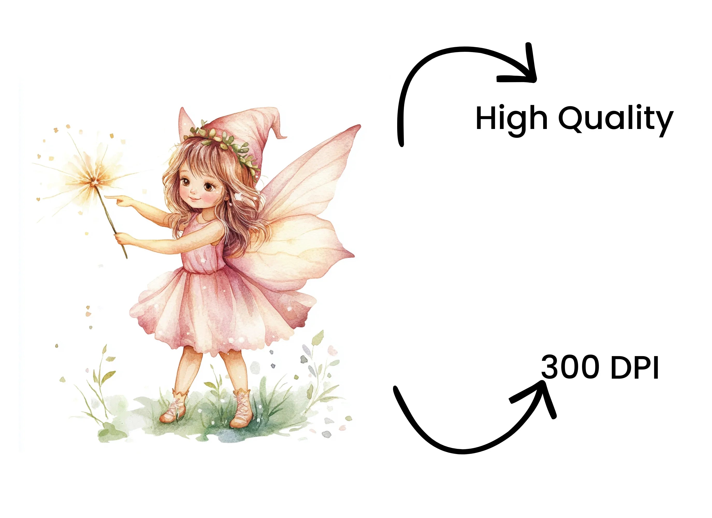 Cute Pink Fairy Clipart Bundle